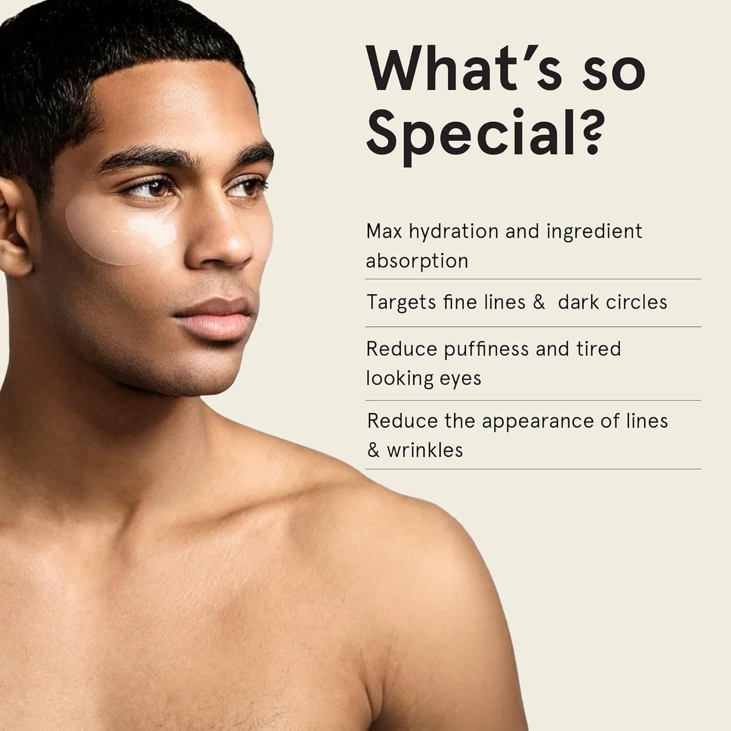 BRO MASK Under Eye Patches for Men – Cooling Hydrogel Pads with Bakuchiol, Caffeine & Niacinamide for Dark Circles, Puffiness & Eye Bags (6 Pairs)