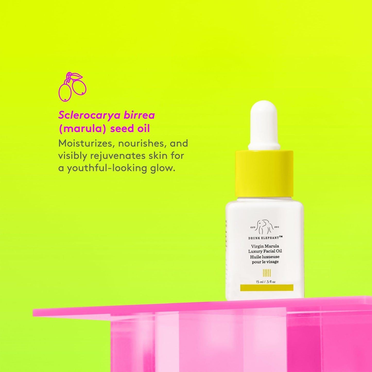 Drunk Elephant Virgin Marula Luxury Facial Oil 15ml/.5oz – Clean, Cruelty-Free Skincare, Dermatologist-Tested, No Silicones or Fragrance