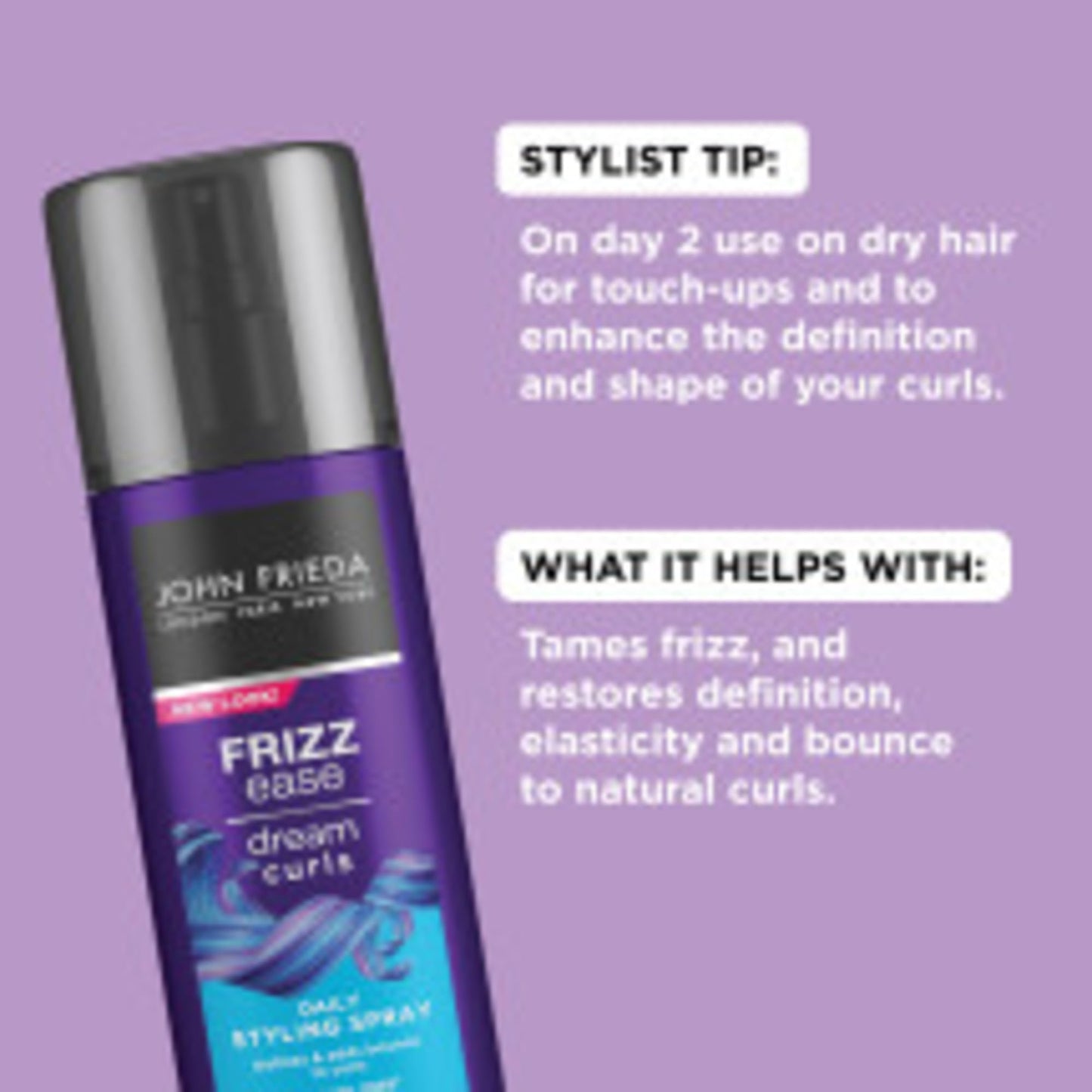 John Frieda Anti Frizz, Frizz Ease Dream Curls Daily Styling Spray for Curly Hair, Magnesium-enriched Formula, 6.7 Oz
