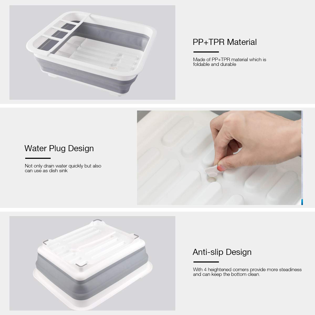 THANSTAR Collapsible Dish Drying Rack – Portable Space-Saving Dinnerware Drainer & Organizer for Kitchen, RV, Campers & Travel