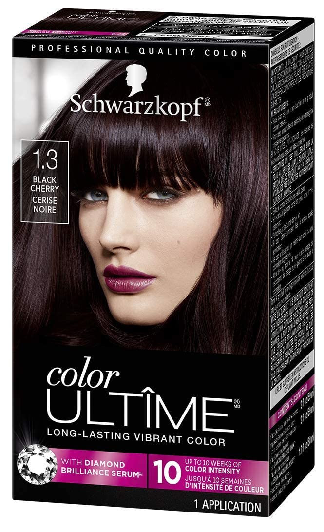 Schwarzkopf Color Ultime Hair Color 1.3 Black Cherry | Permanent Hair Dye for Vivid, Fade-Resistant Color & Shine Up to 10 Weeks, 1 Application