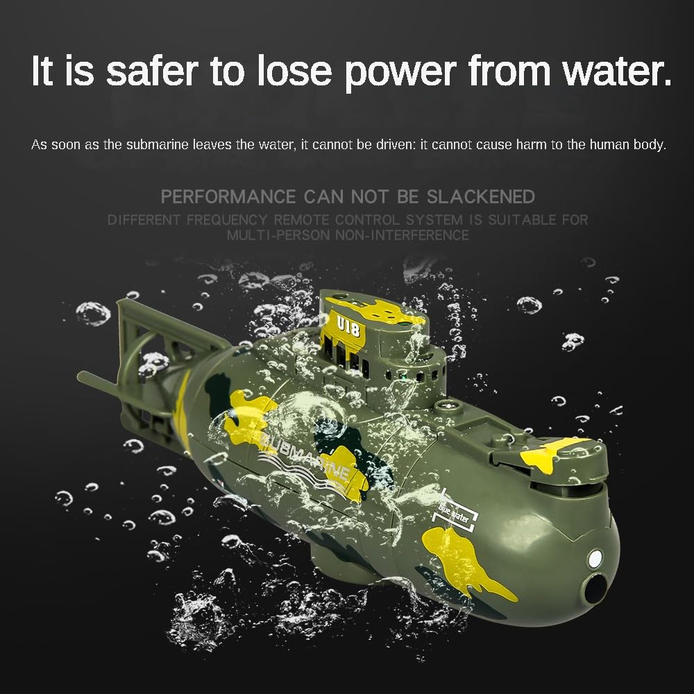 KALASU Military RC Submarine Toy for Kids – High Simulation, Dive, Float & 360° Rotation, 6-Channel Remote, Perfect Gift