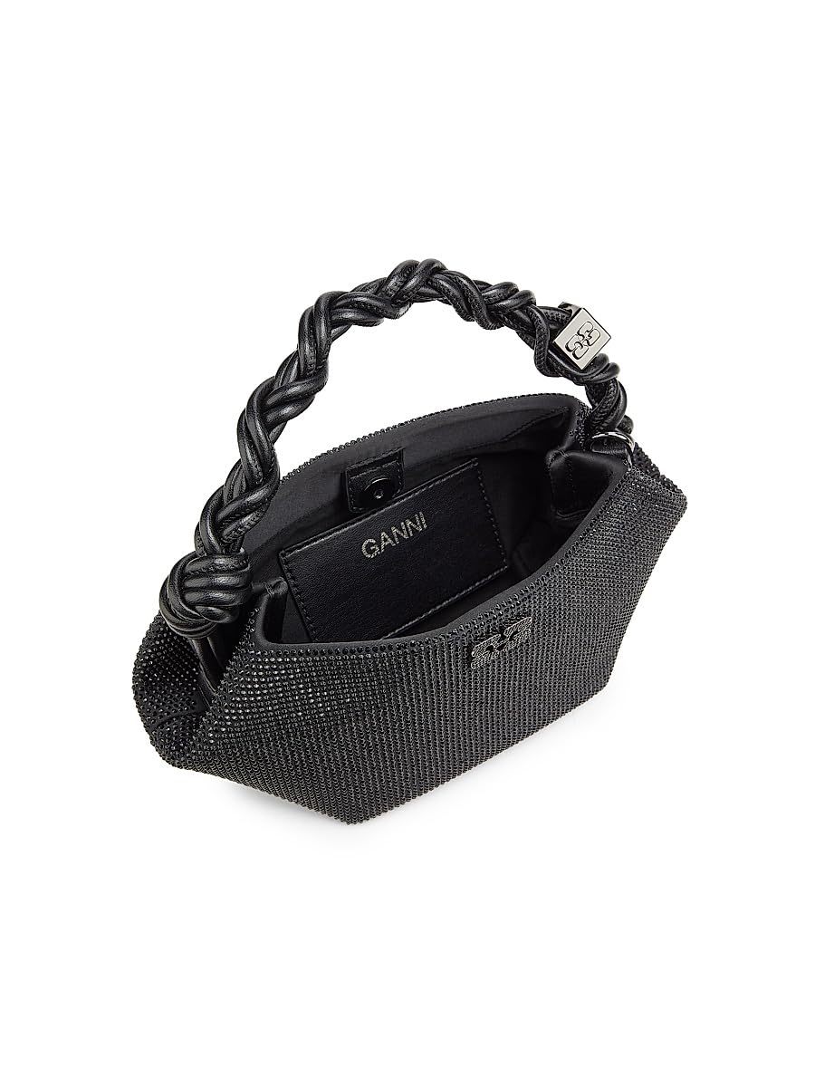 Ganni, Mini Bou Strass-Embellished Top Handle Bag, Black