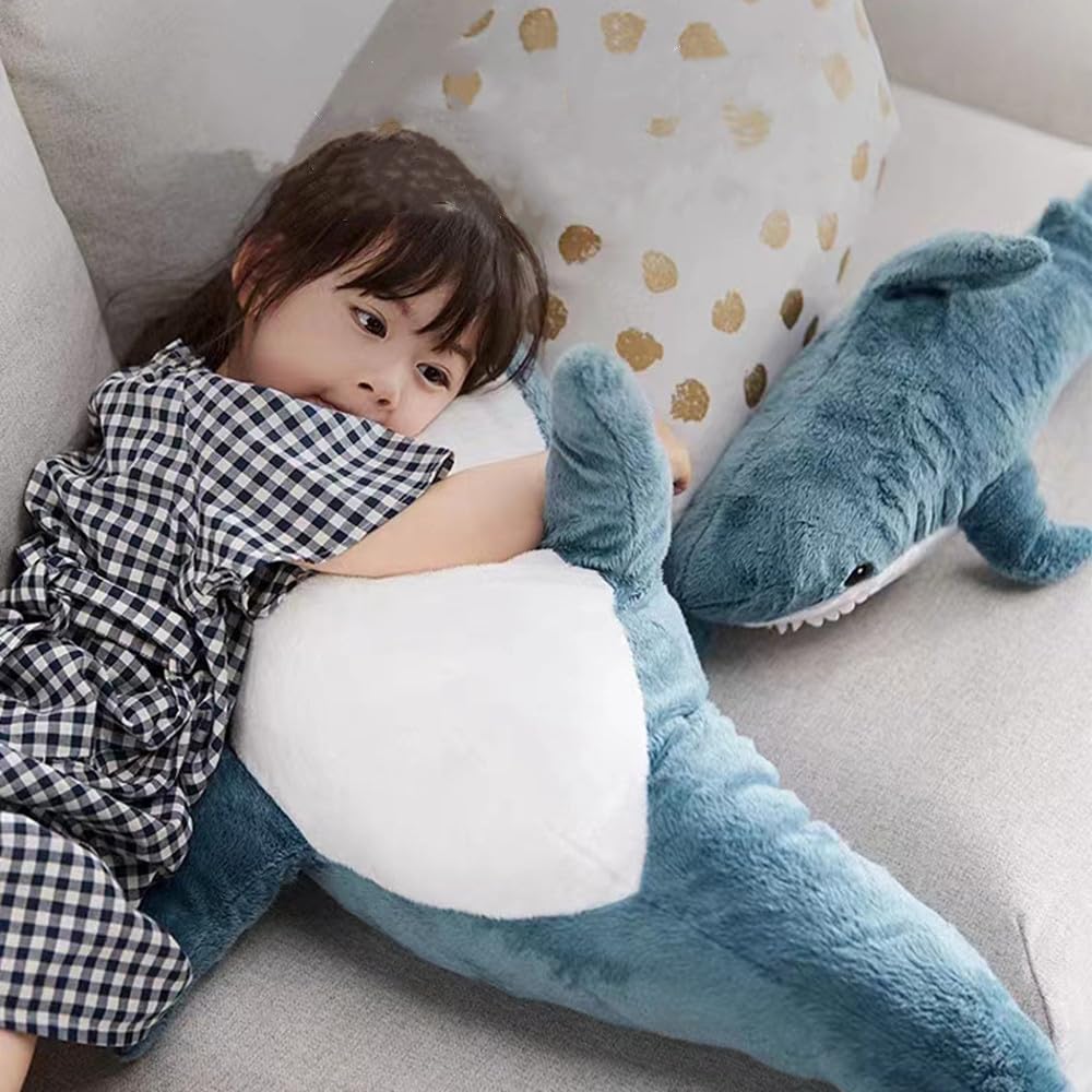 XIYUAN 39.3'' Giant Shark Plush Toy – Soft Stuffed Animal Pillow, Chubby Shark Cushion for Kids, Home Décor & Bedtime Gift