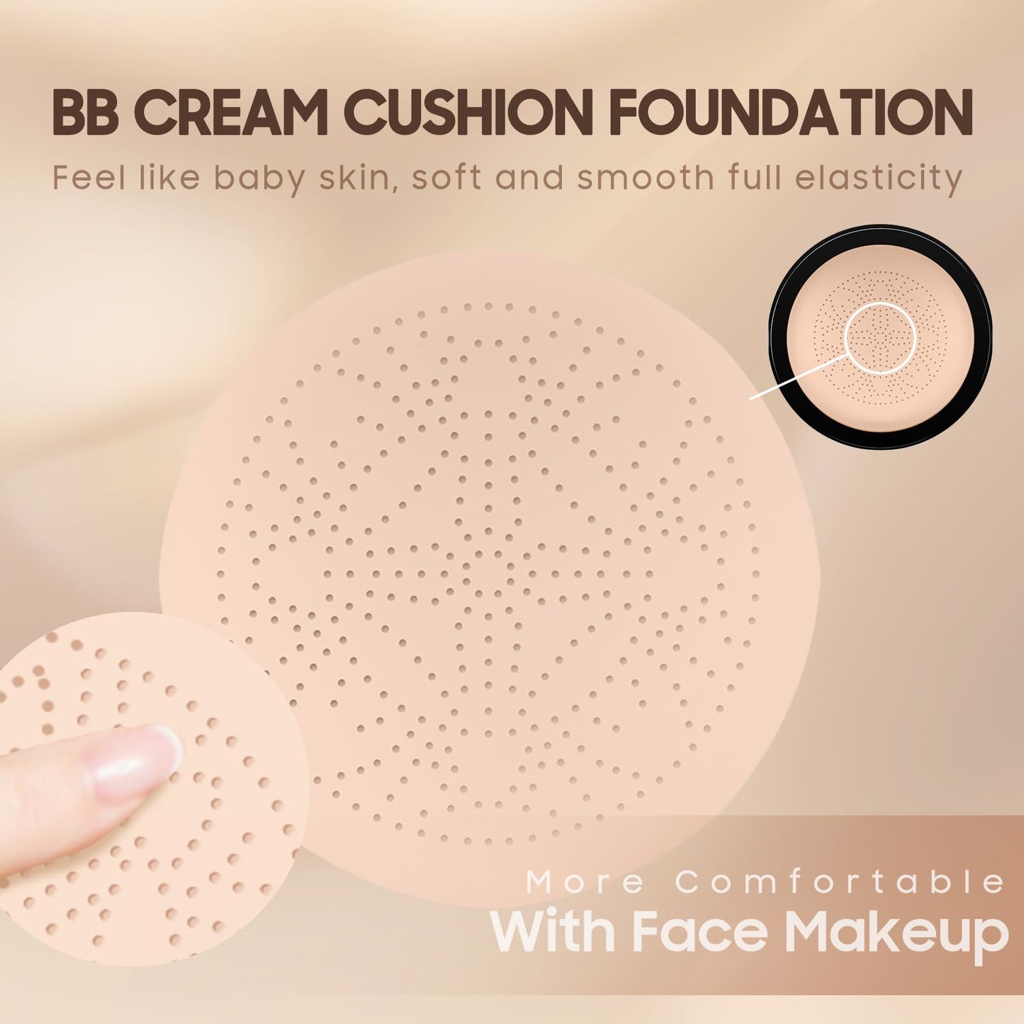 Mushroom Head Air Cushion CC Cream - Moisturizing BB Foundation, Concealer, Waterproof, Long-Lasting, Even Skin Tone, Natural, 1 Pack