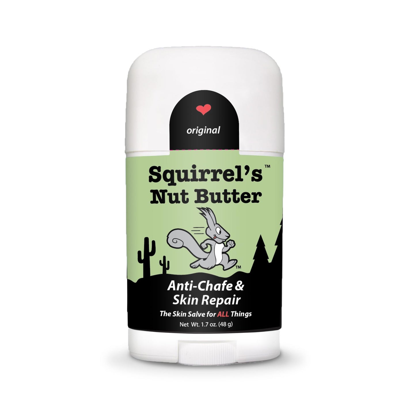 Squirrel's Nut Butter Anti-Chafe Stick – All-Natural Chafe Prevention & Skin Care for Athletes, Runners & Adventurers, 1.7 oz