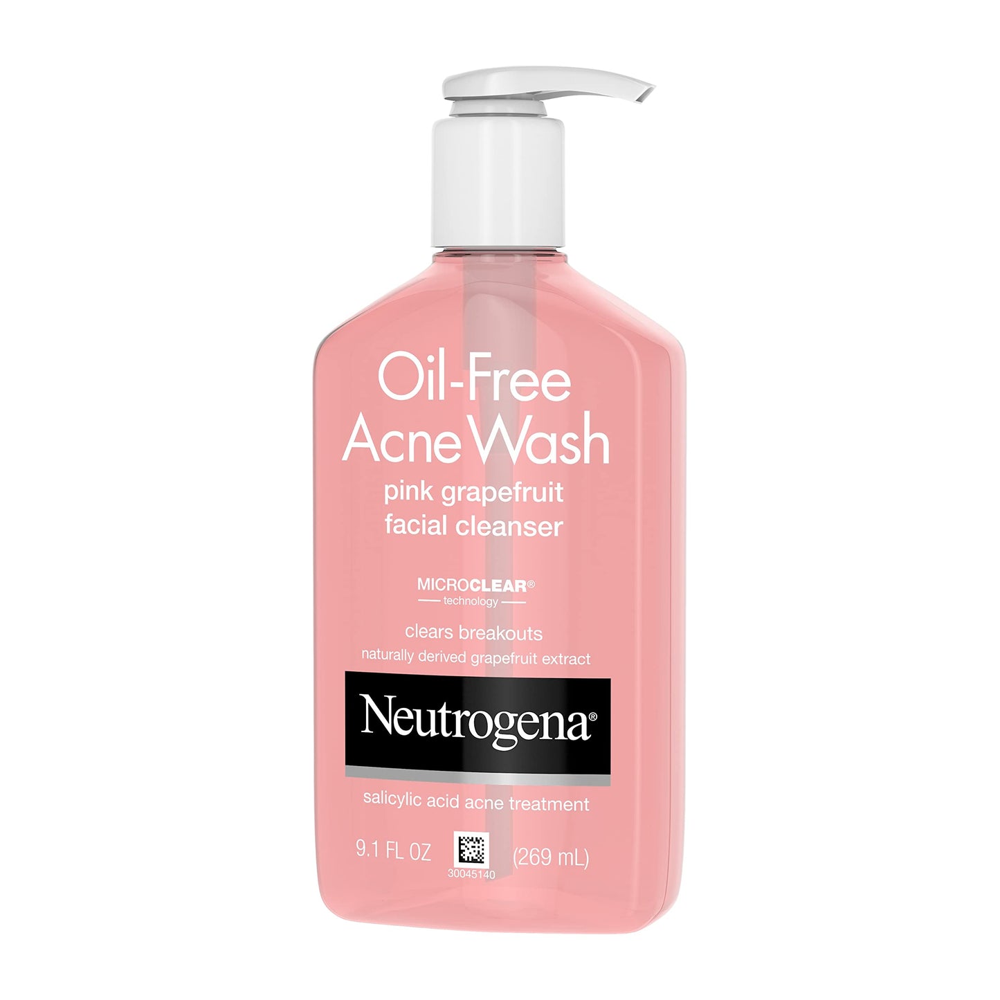 Neutrogena Oil-Free Pink Grapefruit Acne Face Wash with Vitamin C & Salicylic Acid – Daily Blemish & Blackhead Cleanser, 9.1 fl. oz
