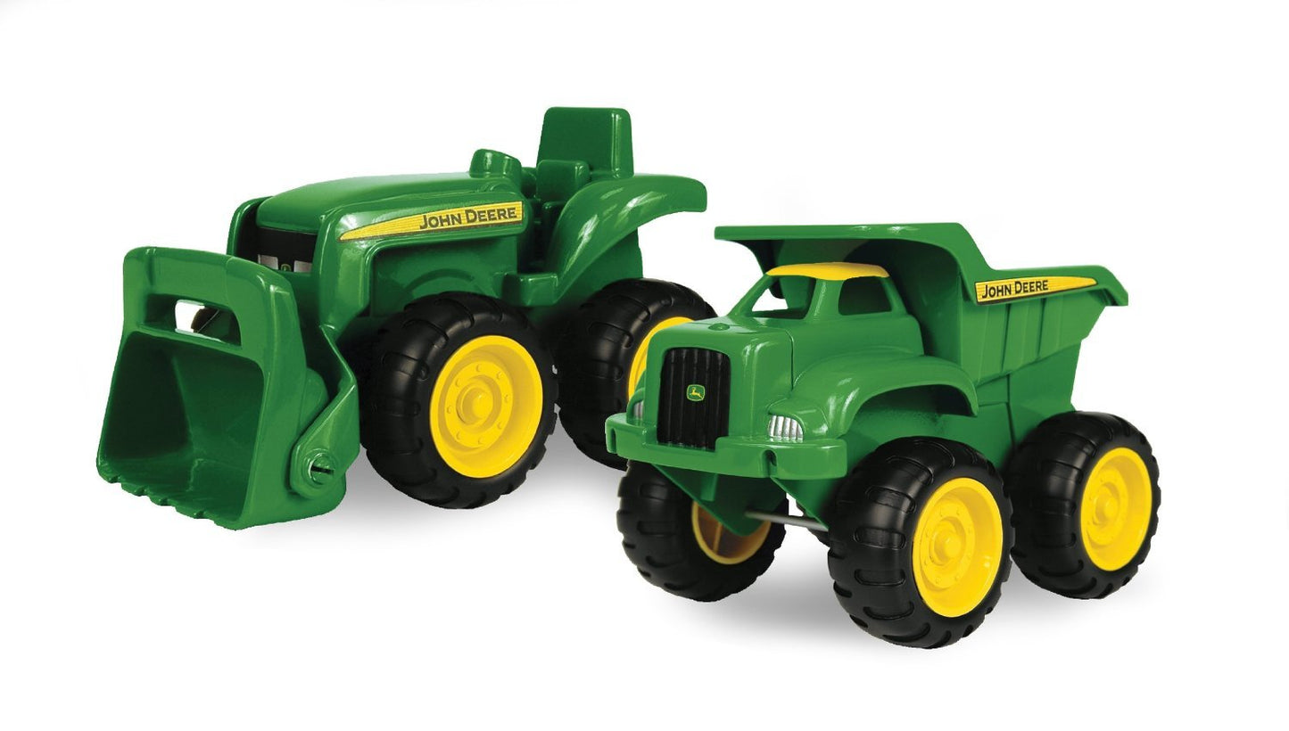 TOMY John Deere Vehicle Set - 2-Pack Dump Truck & Tractor with Loader, 6" Construction & Sandbox Toys for Kids 18 Months+