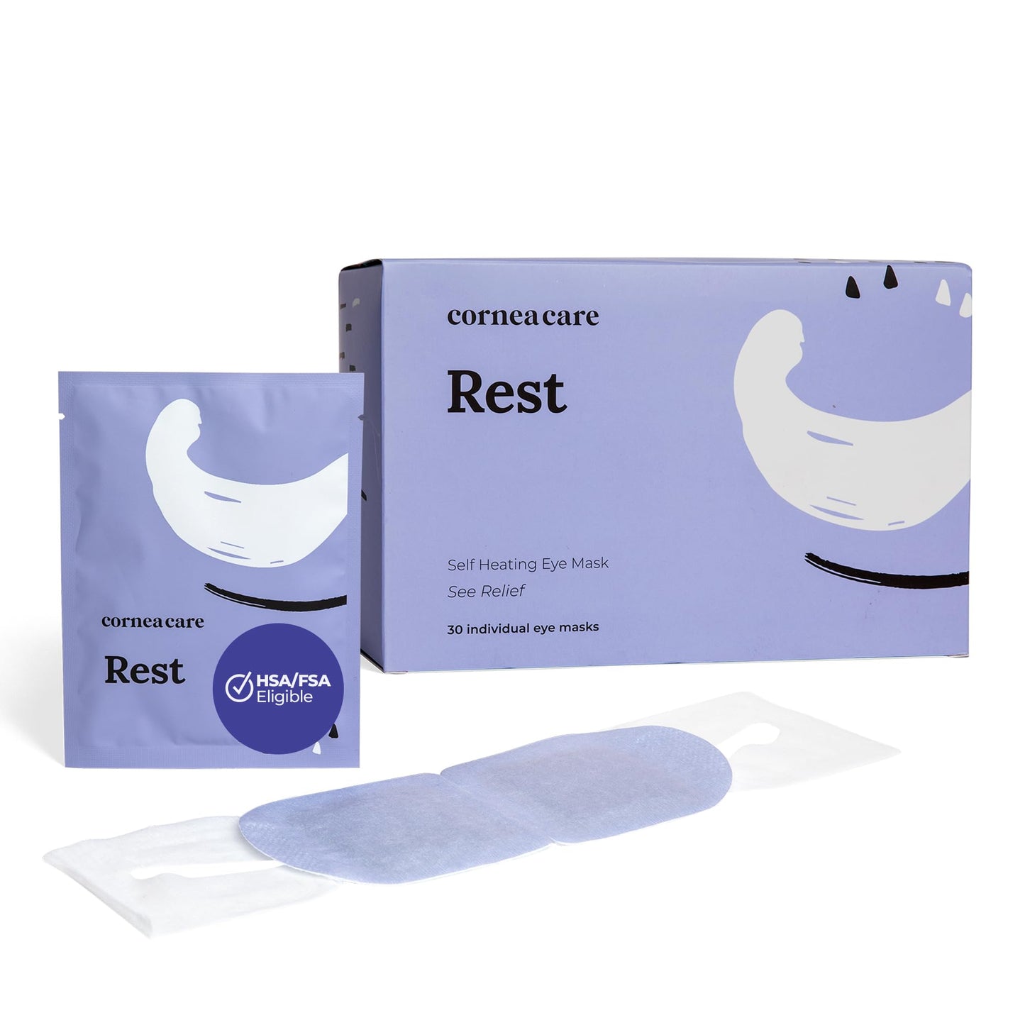 CorneaCare Rest Self-Heating Warm Eye Compress for Dry Eyes Relief – Heated Mask, No Microwave Needed, Travel Friendly, 30 Count