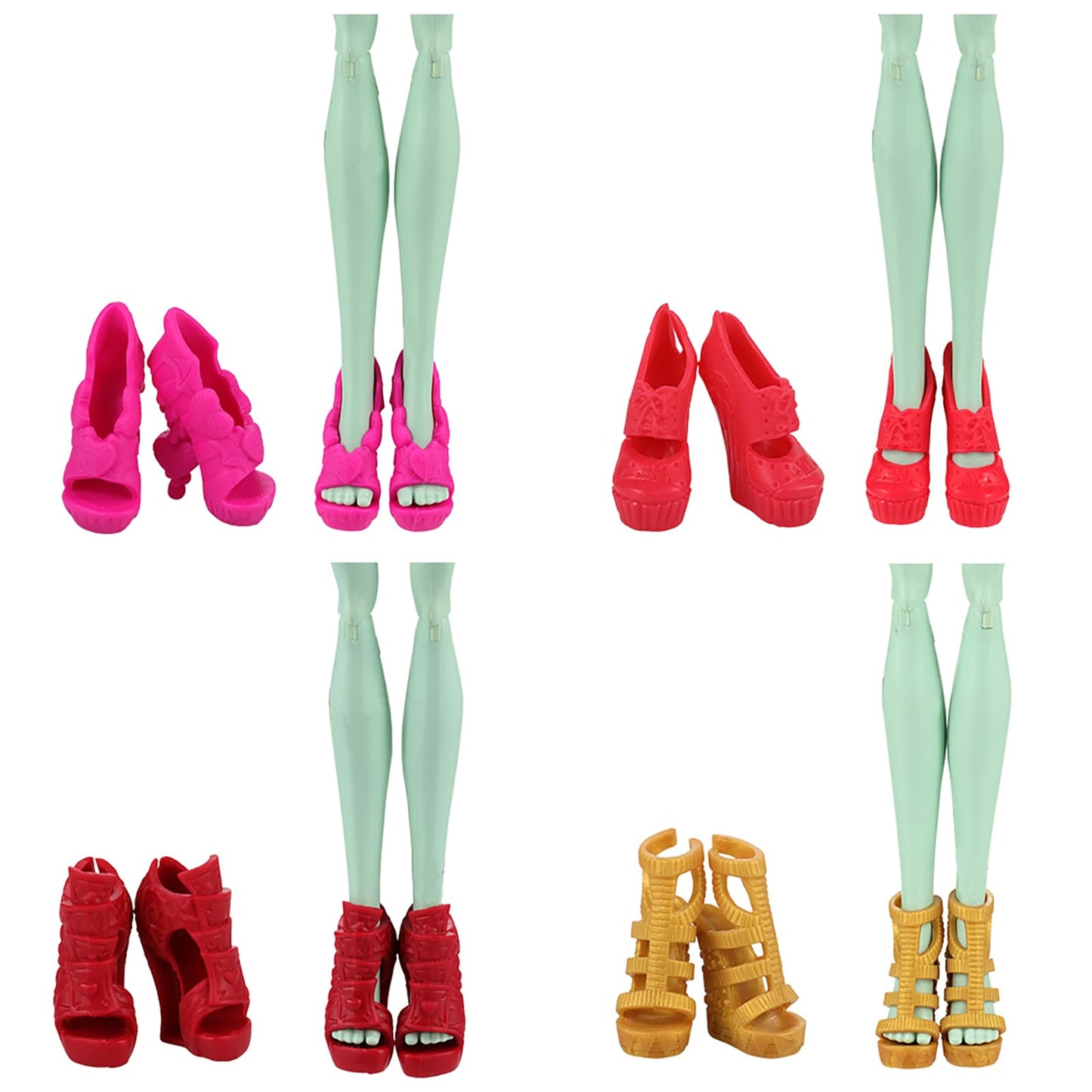 Barwa 10 Pairs Doll Shoes Accessories for Doll Fashion High Heels Sandals Boots Shoes Pack
