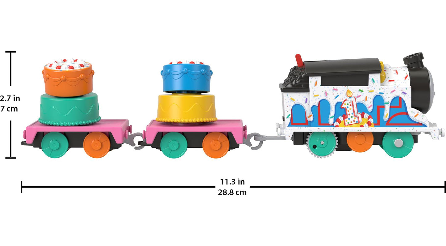 Thomas & Friends Motorized Toy Train, Wobbly Cake Thomas Engine with Cargo Cars & Pieces for Pretend Play Preschool Kids Ages 3+ Years