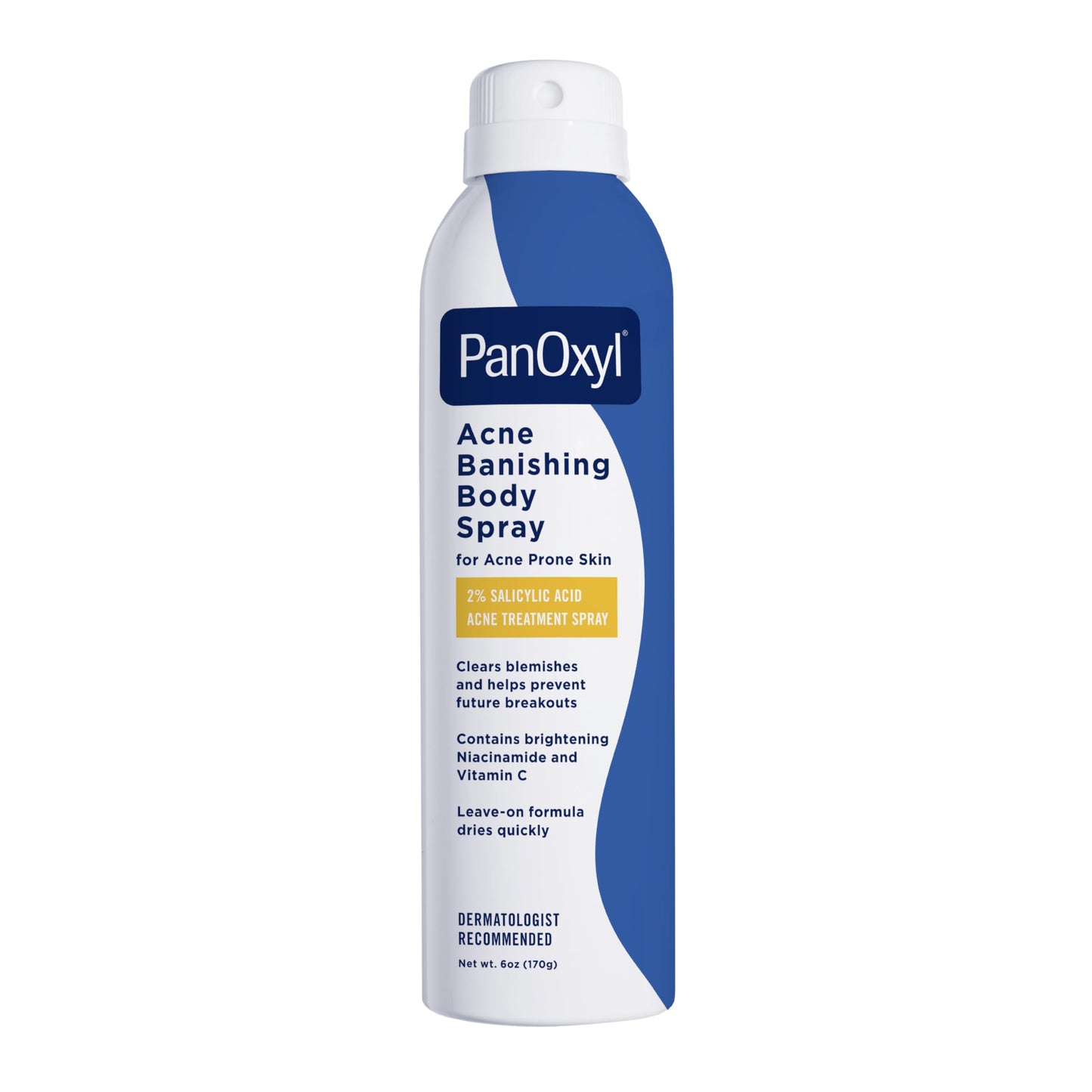 PanOxyl Acne Banishing Body Spray 2% Salicylic Acid, 360° Spray, Clears Stubborn Breakouts with Niacinamide, Vitamin C & Aloe, 6oz