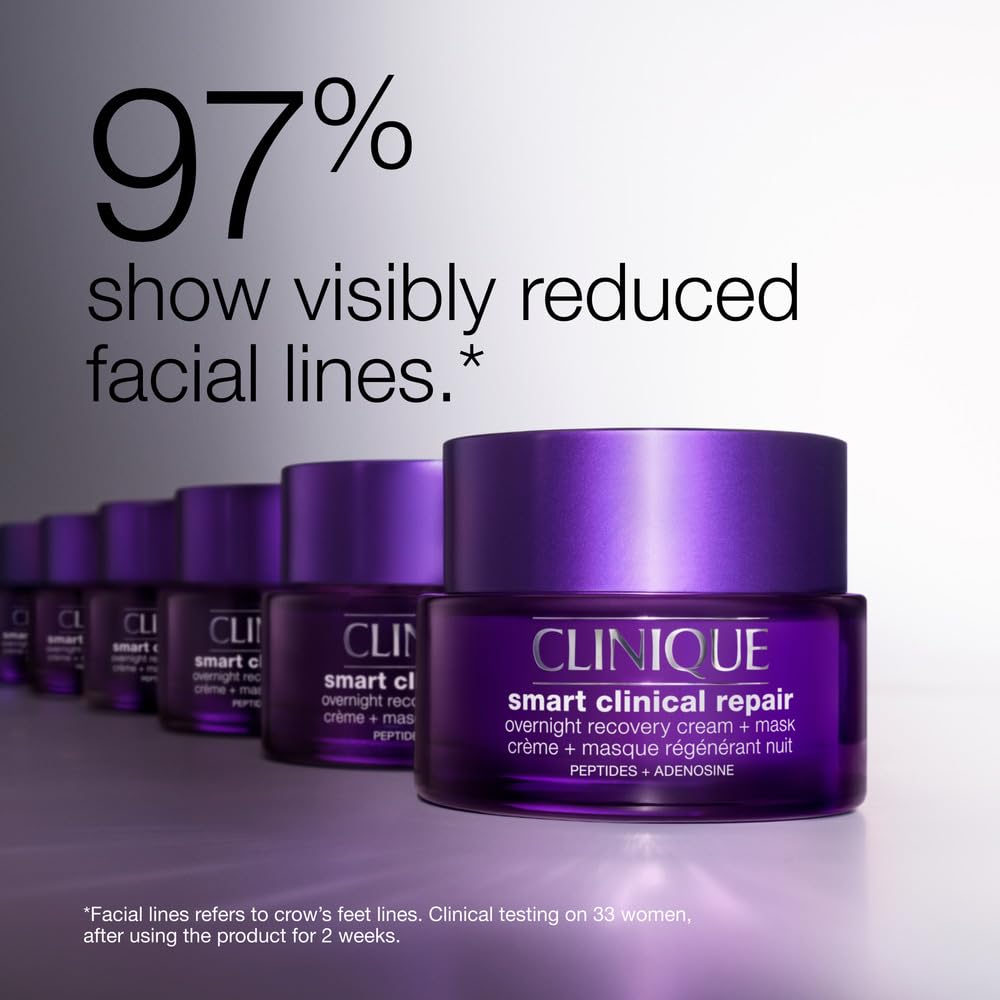 Clinique Smart Clinical Repair Anti-Aging Overnight Face Cream & Mask, Hydrating, Repairs Lines & Wrinkles, All Skin Types, 1.7 fl oz