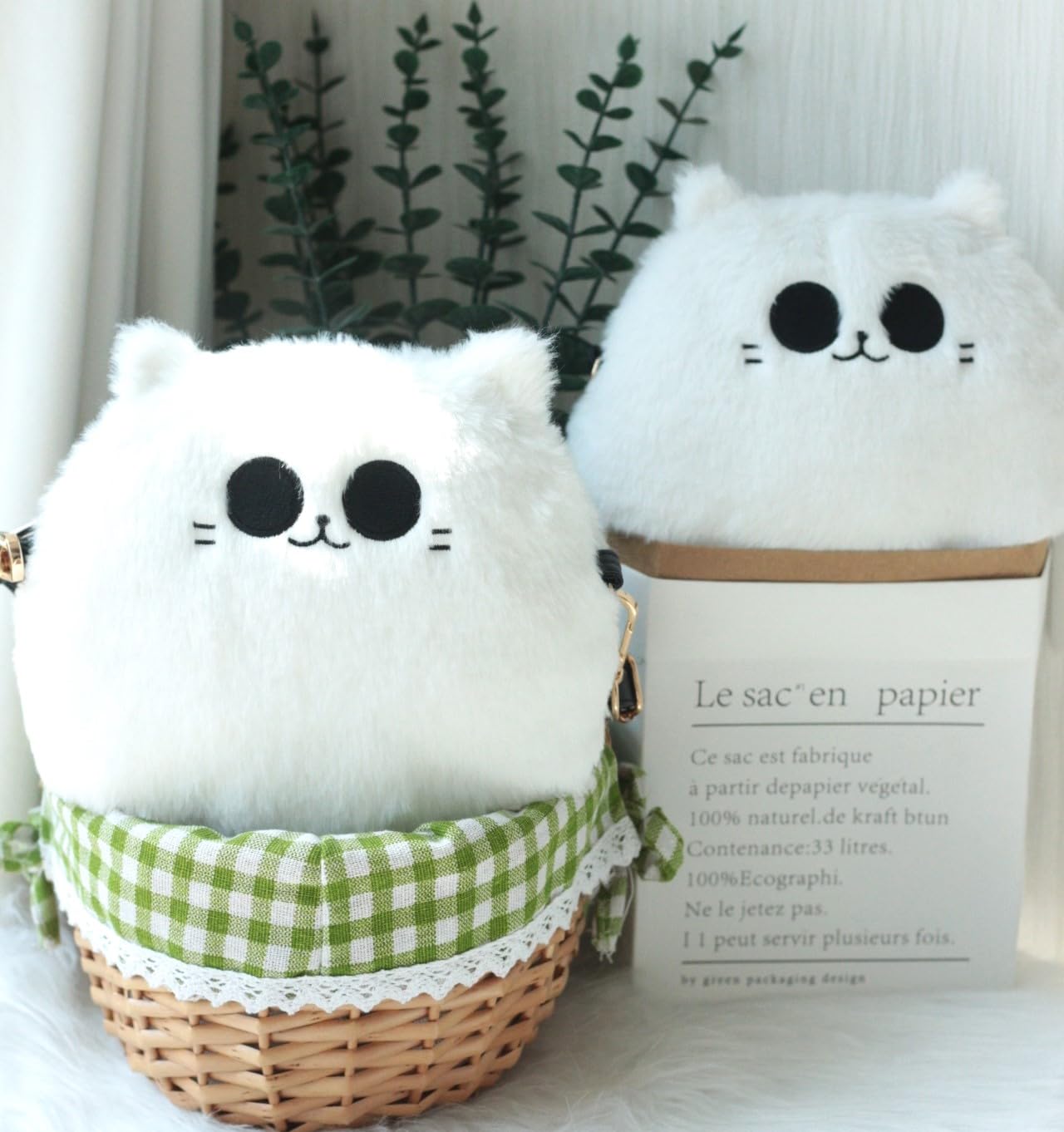 Uomieefy 8inch/20cm Gojocat Plush Bag - Anime Crossbody Plush Purse Stuffed Animal Cat Shoulder Bag Collectible Gift for Anime Fans