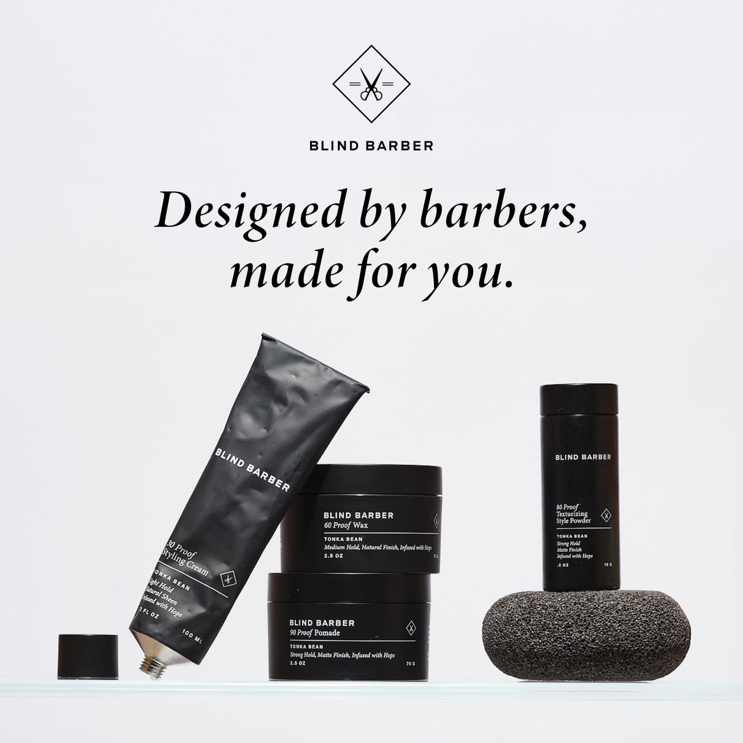 Blind Barber 60 Proof Hair Wax for Men – Water-Based Styling Wax with Medium Hold & Natural Shine – Volumizing Hops Extract, Tonka Bean Scent, 2.5 Oz