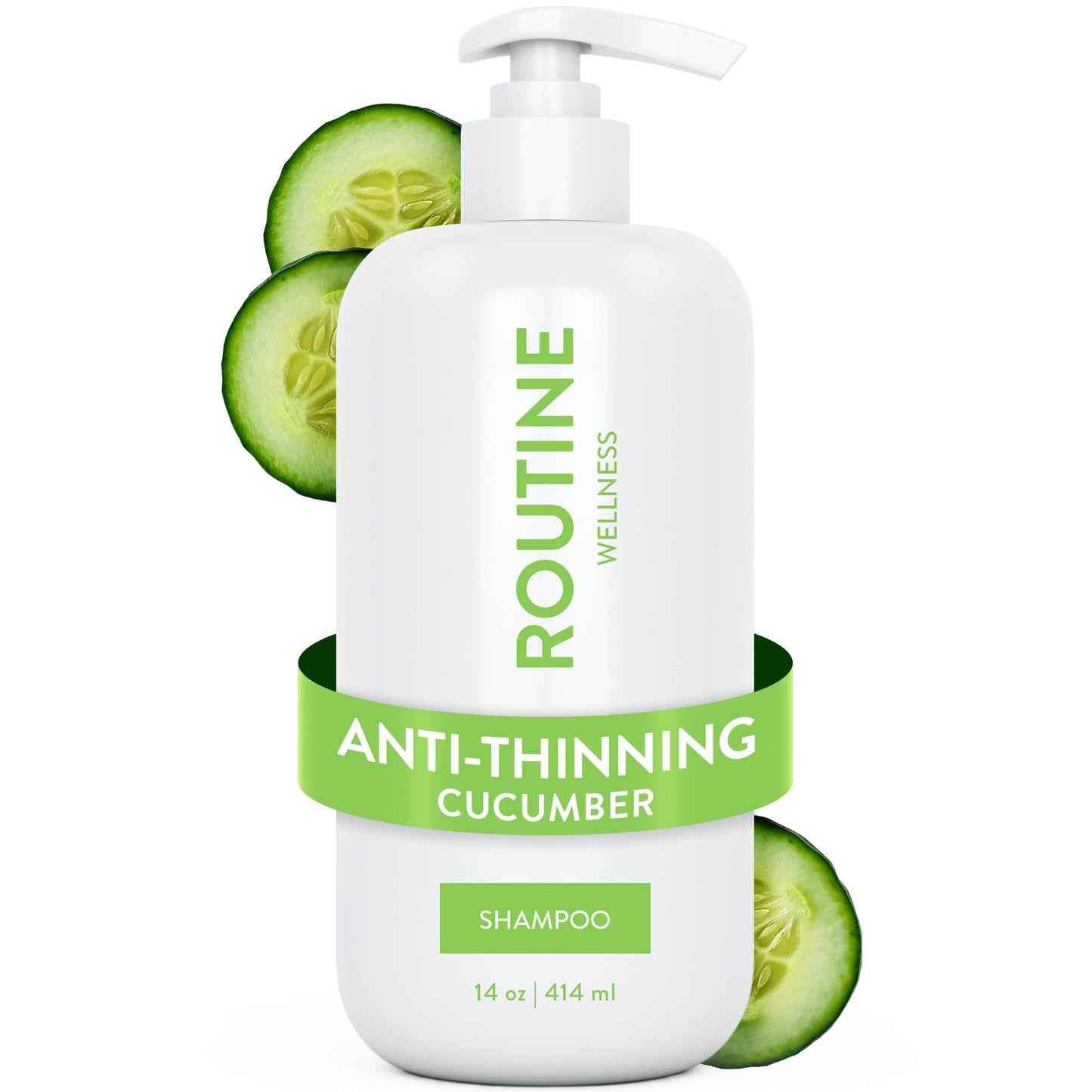Routine Wellness Anti-Thinning Shampoo 14oz – Biotin & DHT Blocker for Thinning Hair – Color Safe Hair Loss Shampoo for Women & Men, Cucumber Scent