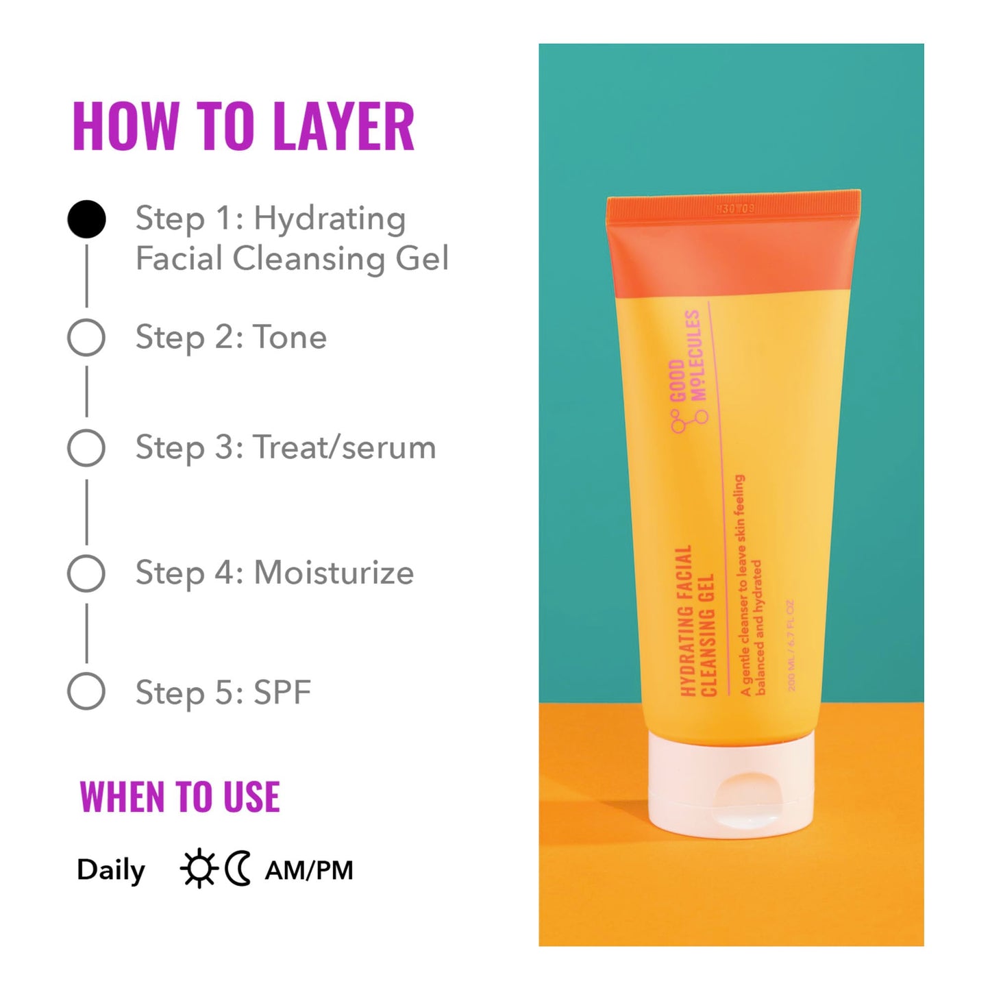 Good Molecules Hydrating Facial Cleansing Gel – Rosewater & Pineapple Face Wash to Cleanse, Brighten & Moisturize Skin