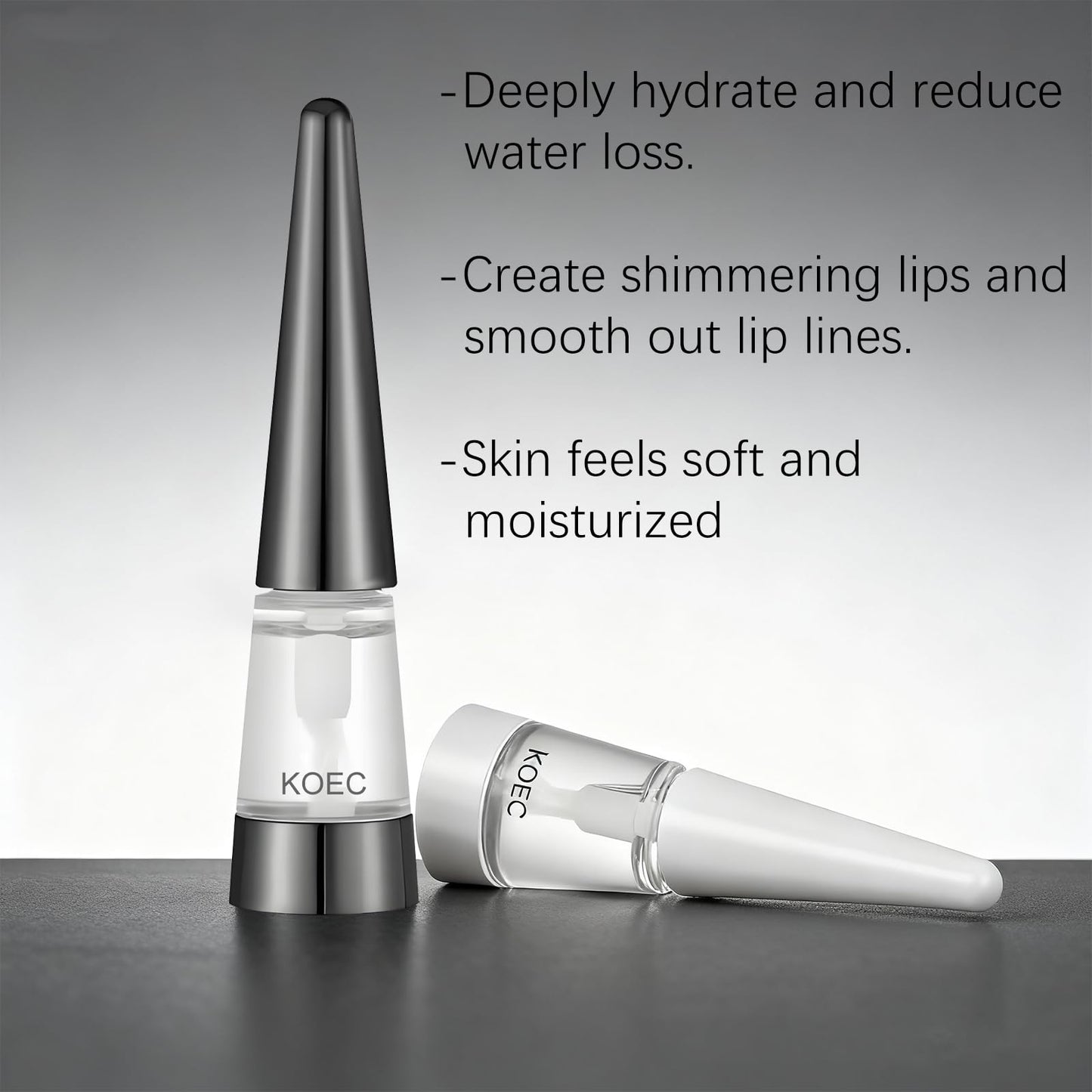 Plumping Shiny Lipstick 2-Pack – Moisturizing Transparent Lipstick with Hyaluronic Acid, Lightweight & Comfortable, 0.20 oz (6g)