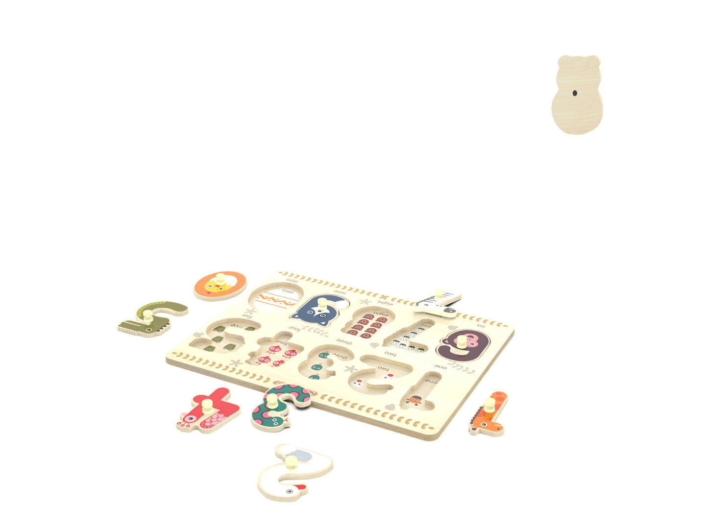 Wooden Puzzles for Toddlers Ages 2-4 – Number & Shape Peg Puzzle Board, Educational Learning Toy for Preschool Kids 18 Months & Up