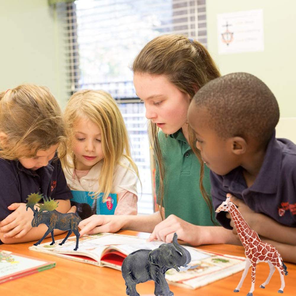 BOLZRA Safari Animal Figurines, 14-Piece Jumbo Realistic Wild Zoo & African Jungle Animals Playset for Kids & Toddlers