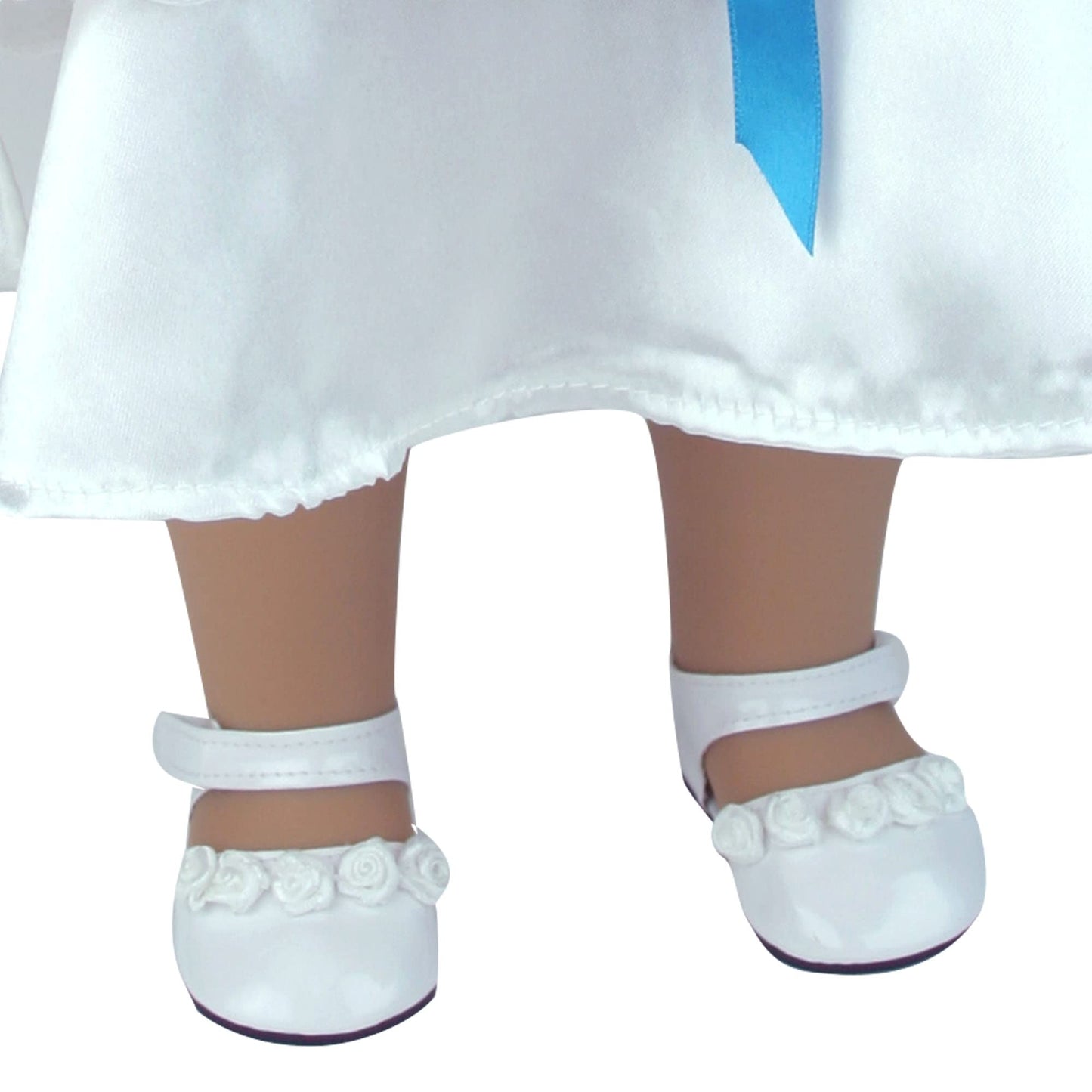 Sophia's Patent Leather Dress Shoes with Rose Detail and Strap for 18" Dolls, White