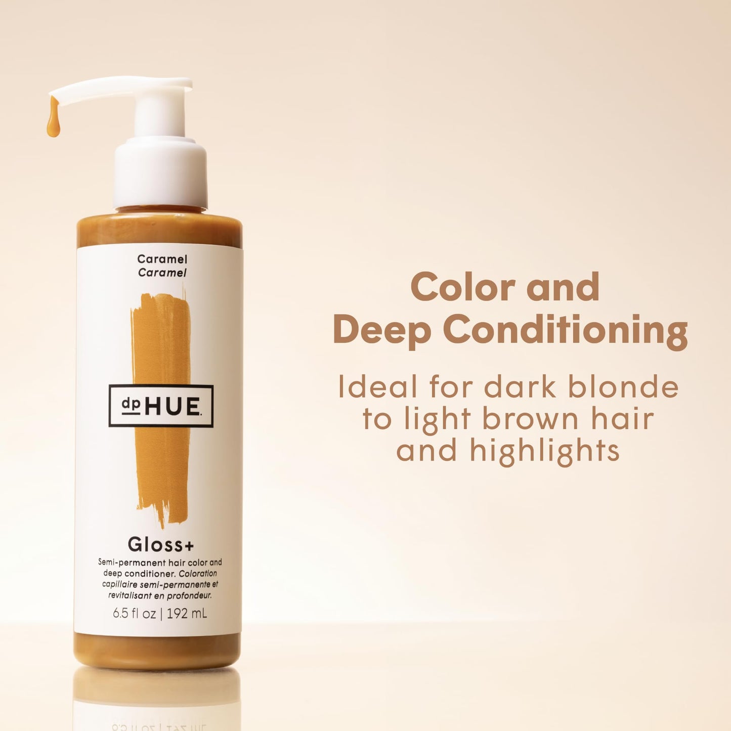 dpHUE Gloss+ Caramel | Semi-Permanent Conditioning Hair Gloss for Dark Blonde & Light Brown Hair | Golden Tones | Vegan | 6.5 oz
