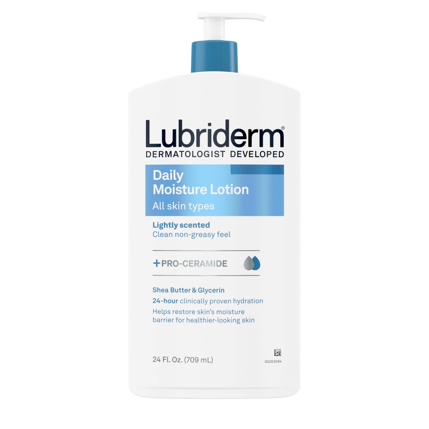 Lubriderm Daily Moisture Lotion with Pro-Ceramide, Shea Butter & Glycerin – 24-Hour Hydration for Face, Hands & Body, 24 FL OZ