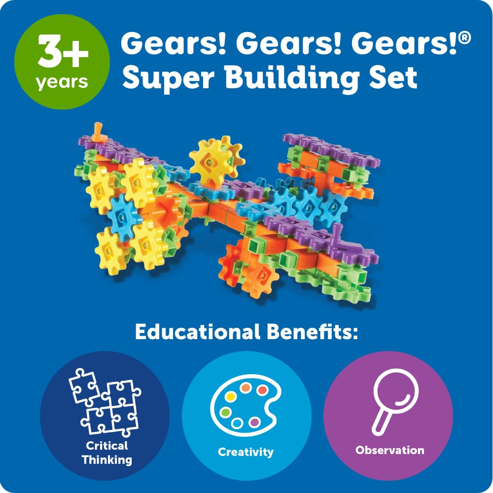 Learning Resources Gears! Gears! Gears! Super Building Toy Set, 150 Pieces, Ages 3+