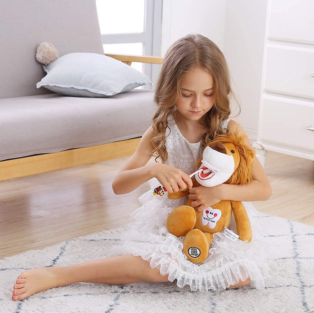 YOUYA DENTAL Tooth Fairy Plush Lion โ Educational Oral Health Doll Puppet with Teeth for Kids, Boys & Girls