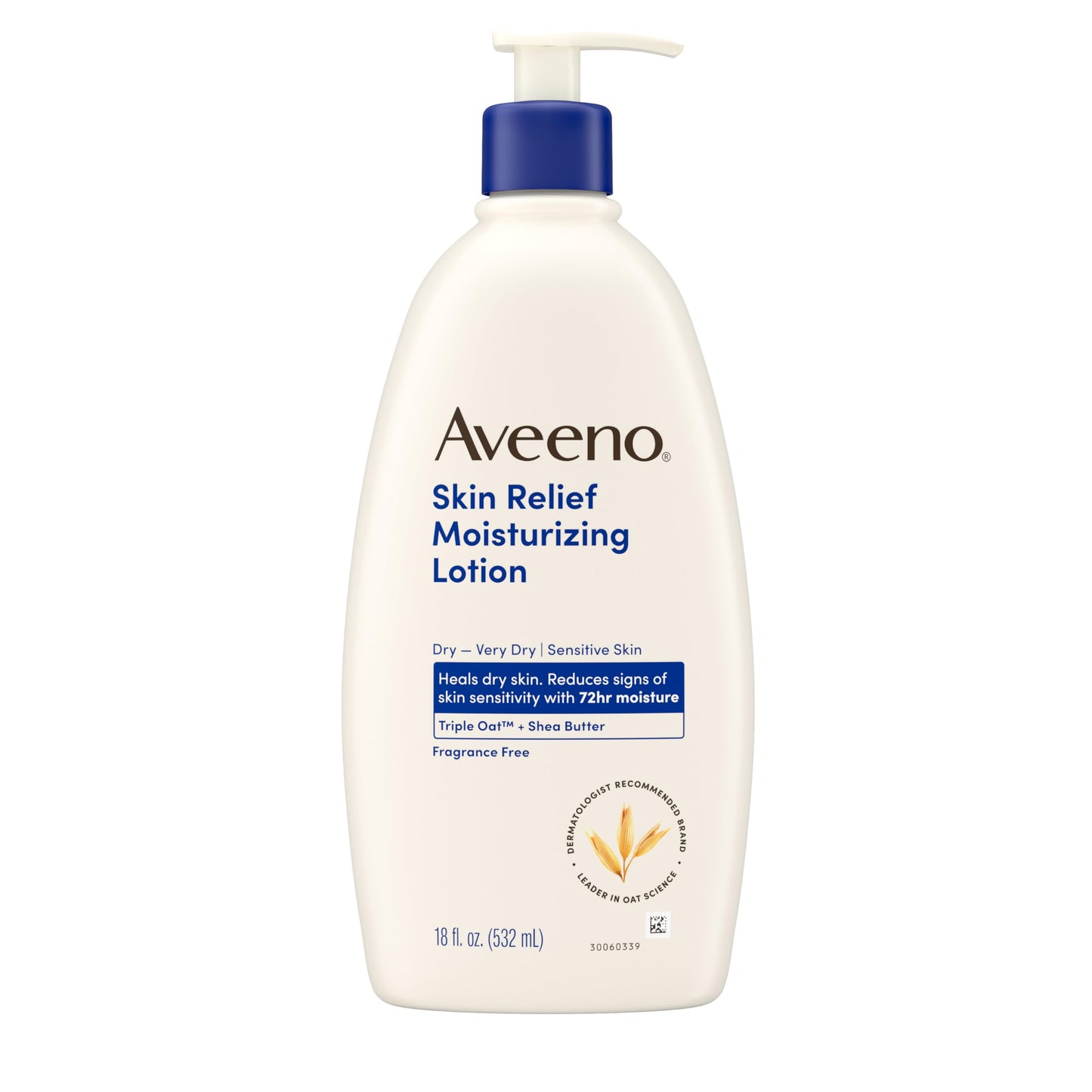 Aveeno Skin Relief Moisturizing Lotion for Very Dry, Sensitive Skin – Fast-Absorbing, Triple Oat & Shea, Fragrance-Free, 18 fl. oz