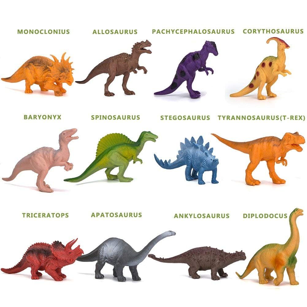 12-Pc Jumbo Dinosaur Toys for Kids 3-5 – Realistic STEM Educational Dinosaur Figures Playset for Boys & Girls Toddlers