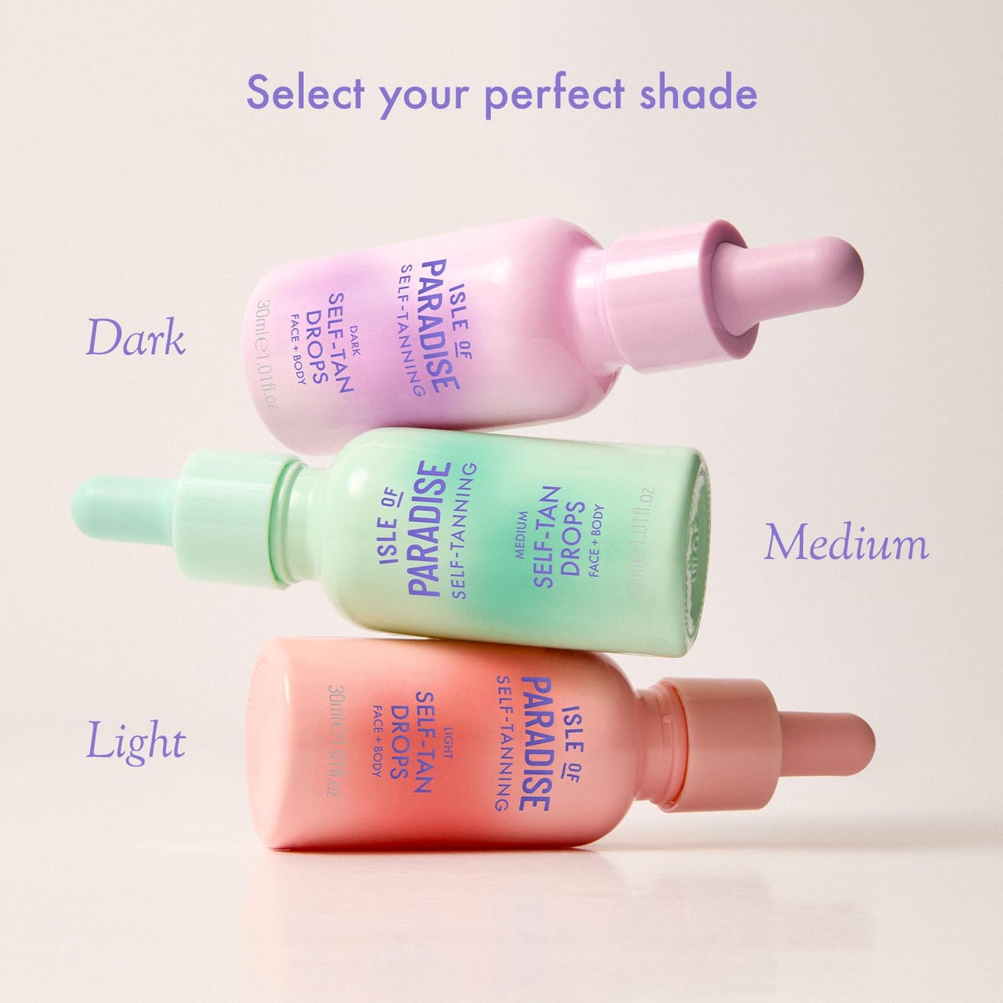 Isle of Paradise Self Tanning Drops - Dark Shade for Face & Body - Customizable Glow, Evens Skin Tone, Vegan & Cruelty-Free Self Tanner, 30mL