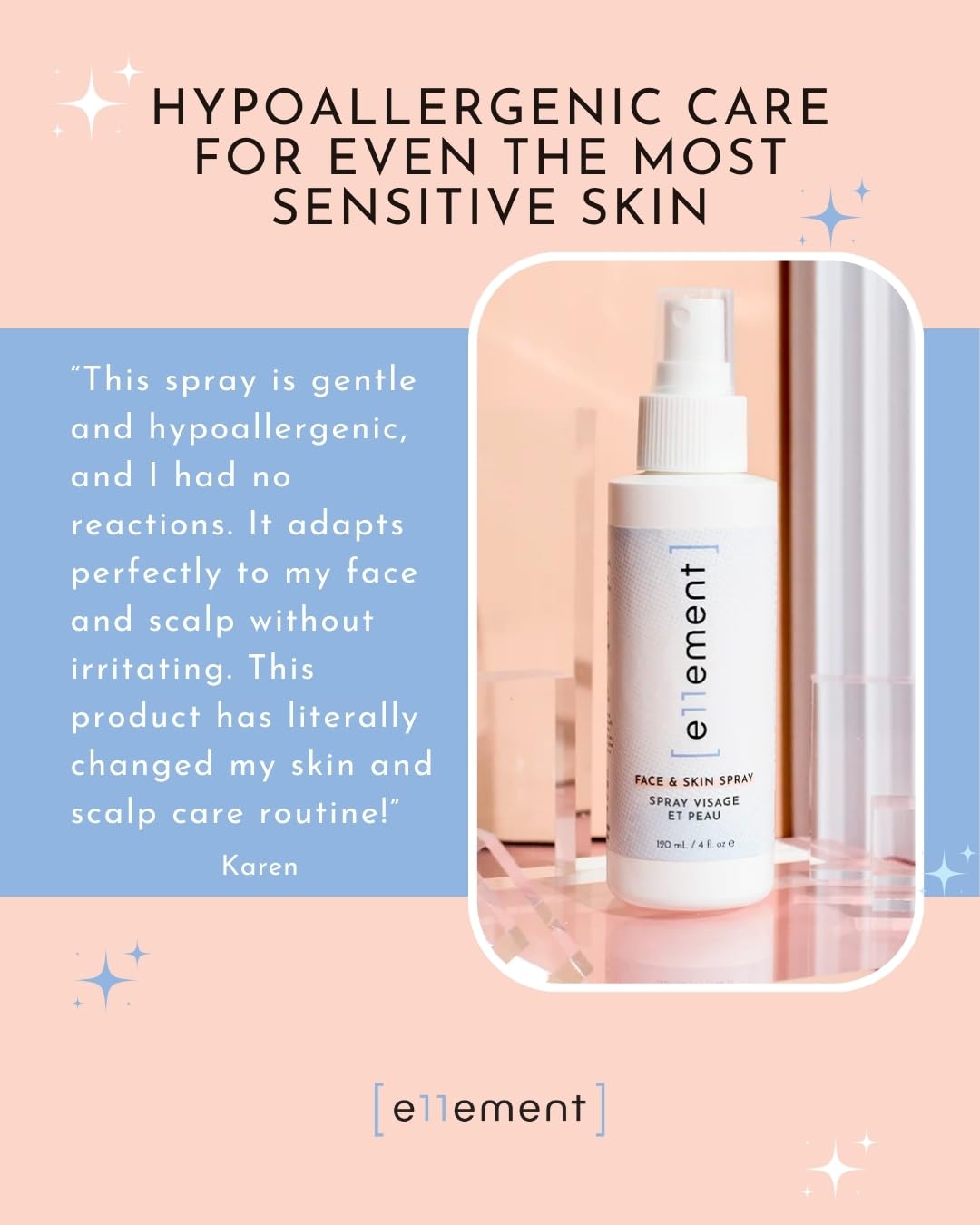 e11ement Hypochlorous Acid Face & Skin Spray – HOCL Toner for Acne-Prone Skin, Eczema, Dry Scalp, Post-Procedure Care, Lash & Hand Cleanser, 8 oz