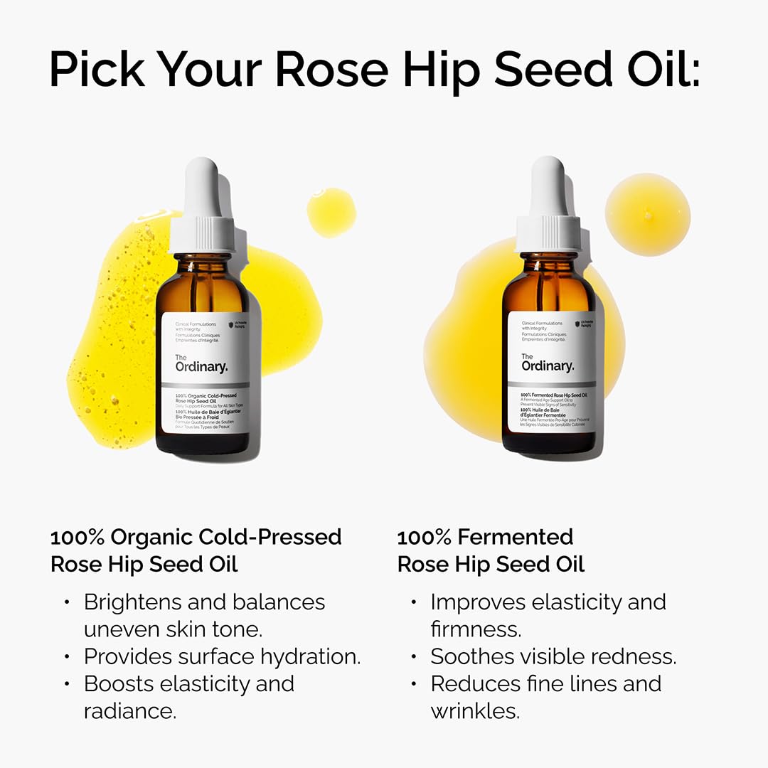 The Ordinary 100% Organic Cold-Pressed Rose Hip Seed Oil, 1oz – Improves Skin Tone, Reduces Signs of Aging & Supports Elasticity