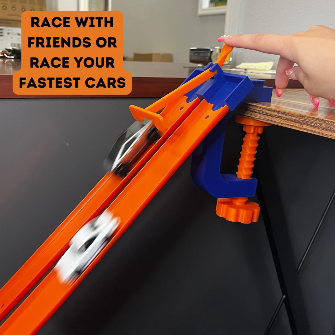 Hot Wheels Compatible 2-Lane Starting Gate with Clamp for Toy Racetracks – Build Epic Races, Made in USA (Gate & Clamp Combo)