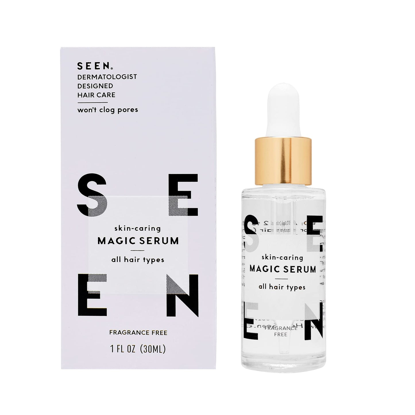 SEEN Magic Serum Fragrance-Free | Anti-Frizz Hair Serum | Non-Comedogenic, Sulfate-Free, Dermatologist-Developed | Safe for Sensitive & Acne-Prone Skin