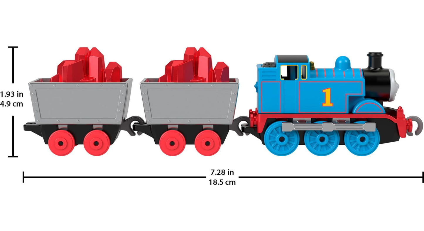 Thomas & Friends by Fisher-Price Collectible Toy Train, Small Die-Cast Mattel 80th Engine with Premium Deco & 2 Stock Cars with Red Crystal Cargo