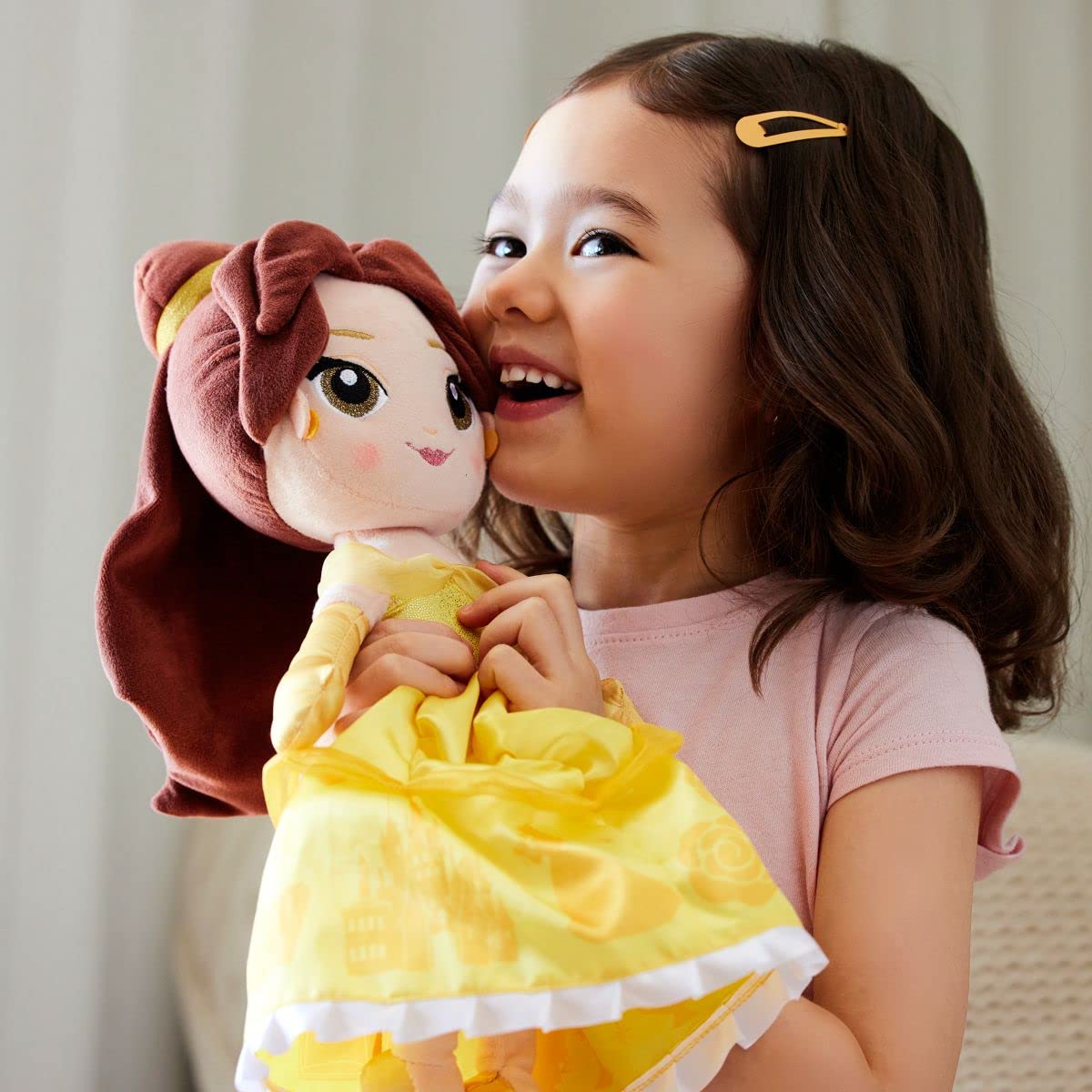 Disney Princess Belle Plush Doll – Beauty and The Beast, 14" Medium, Soft Stuffed Toy with Embroidered Features, Official Disney Store