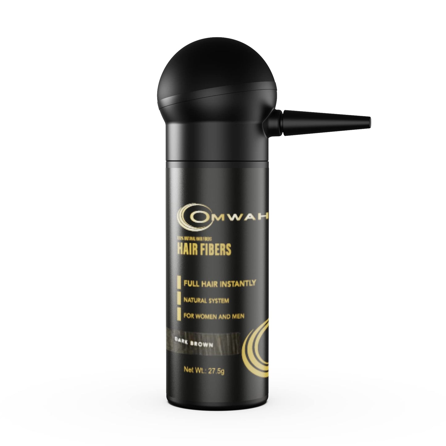 OMWAH Natural Hair Fibers for Thinning Hair 2-in-1 Kit – 27.5g Bottle with Spray Applicator Pump – Conceals Hair Loss & Adds Volume (Dark Brown)