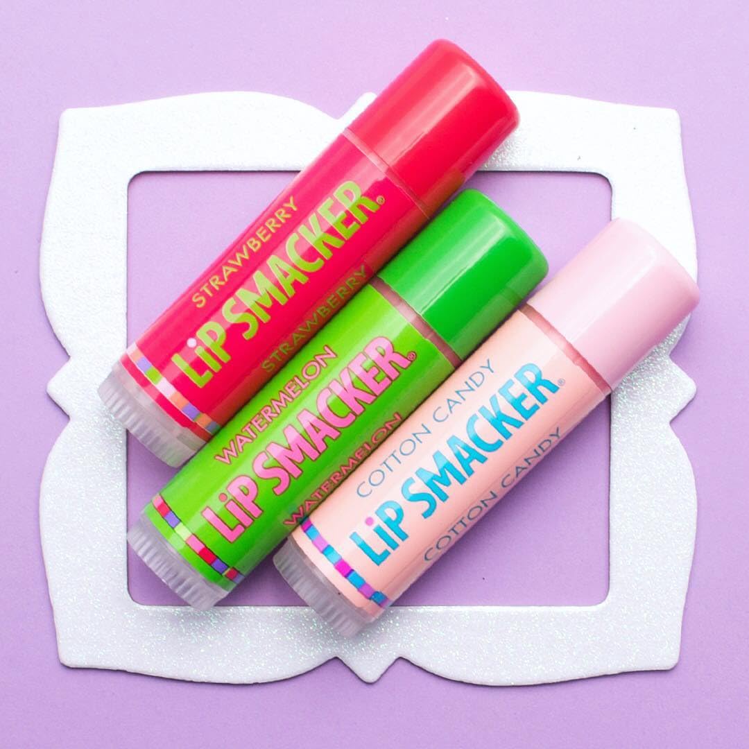 Lip Smackers Flavored Lip Balm Original & Best - Moisturizing, Soothing Trio Strawberry, Watermelon, & Cotton Candy