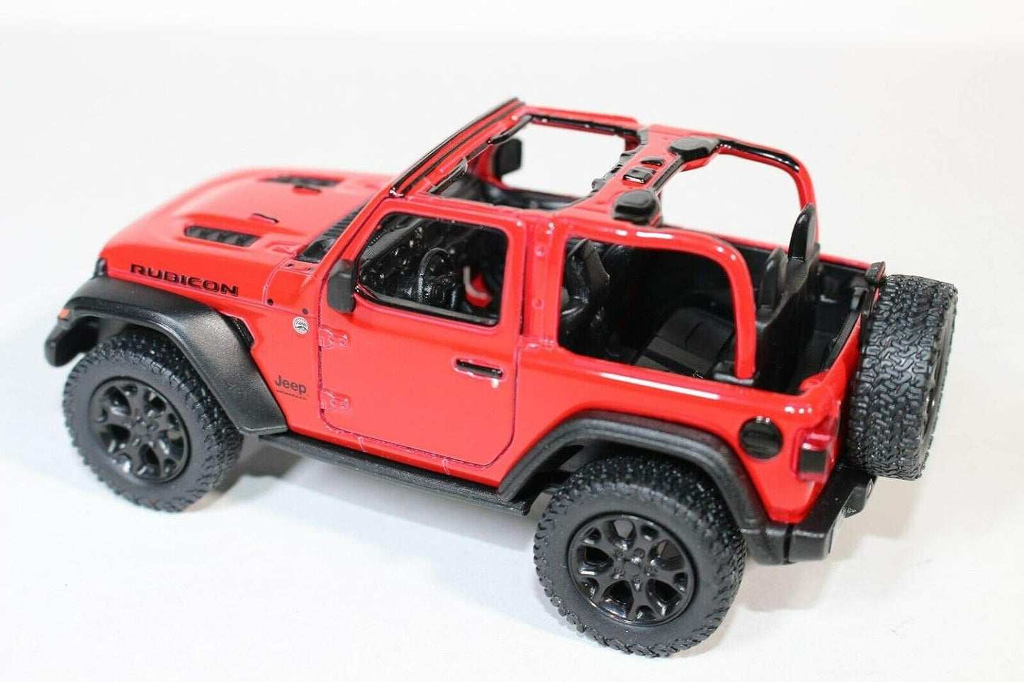 KiNSMART - Jeep Wrangler Rubicon Off Road 4x4 5 inch 1:34 Scale Die Cast Model Replica Toy Car (Red Opentop)