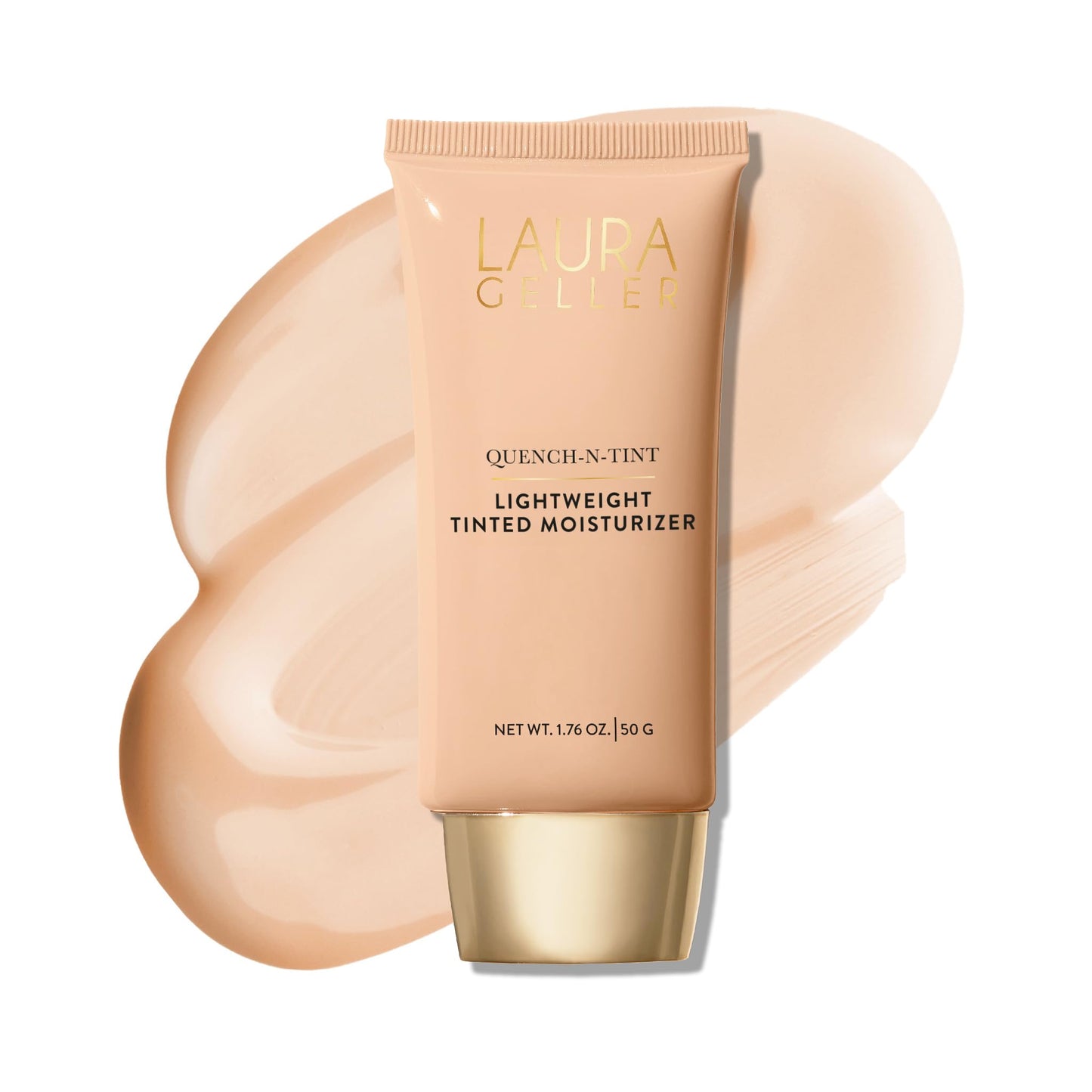 LAURA GELLER Quench-n-Tint Tinted Moisturizer, Porcelain/Fair – Lightweight, Buildable Coverage, Natural Glow, Hydrating Formula