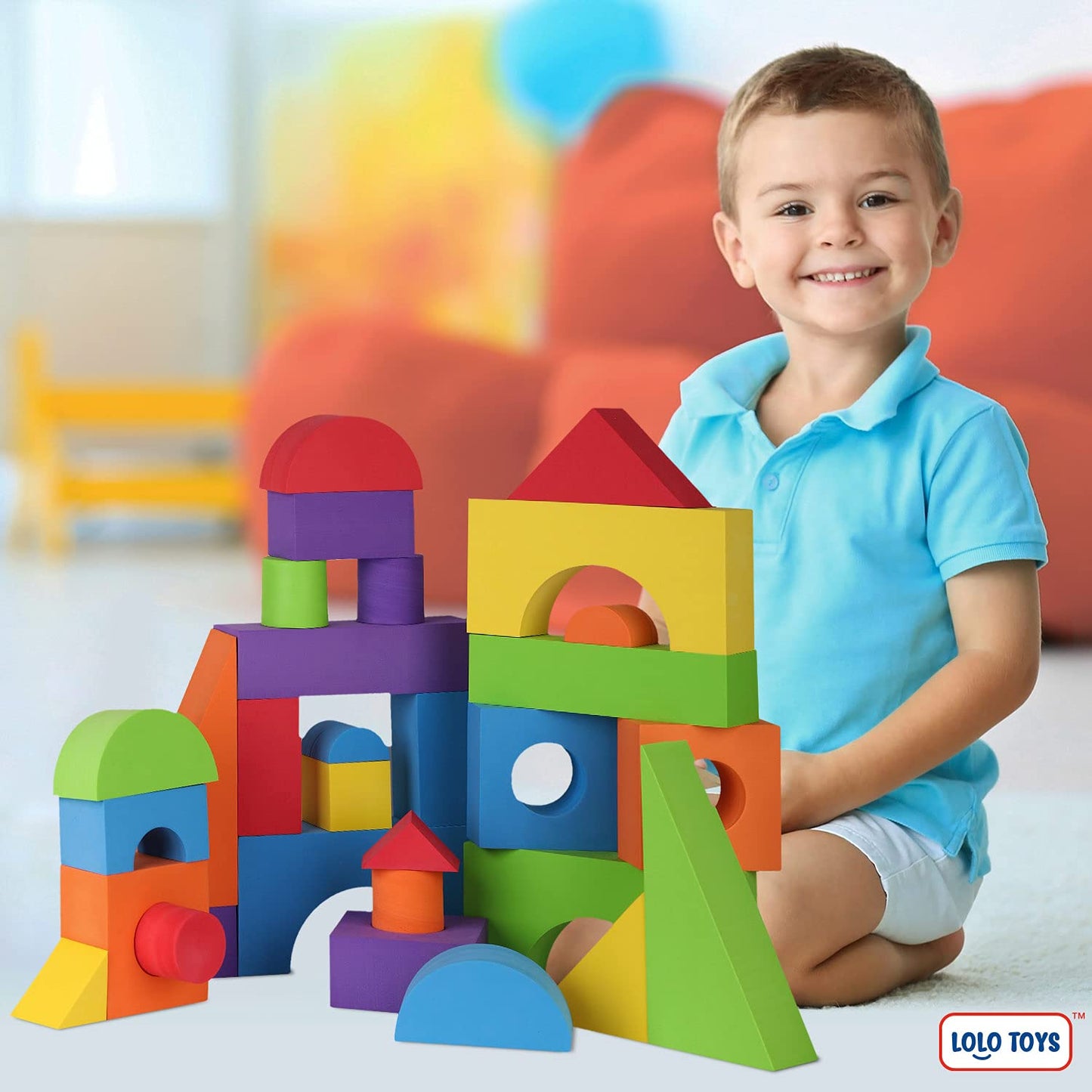 LOLO TOYS Large Building Foam Blocks for Toddlers – Giant Jumbo Big Building Blocks (30 Pieces)