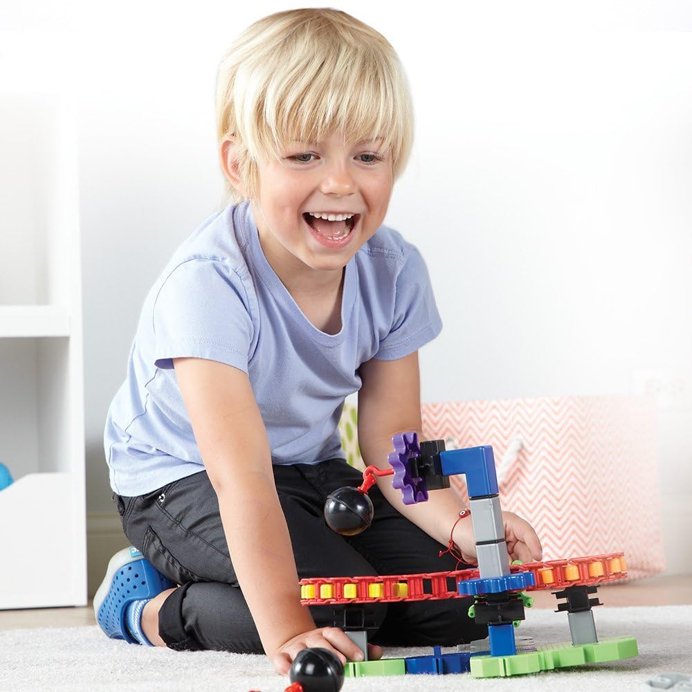 Learning Resources Gears! Gears! Gears! Machines in Motion,116 Pieces, Ages 5+, STEM Toys, Gear Toy, Puzzle, Early Engineering Toys