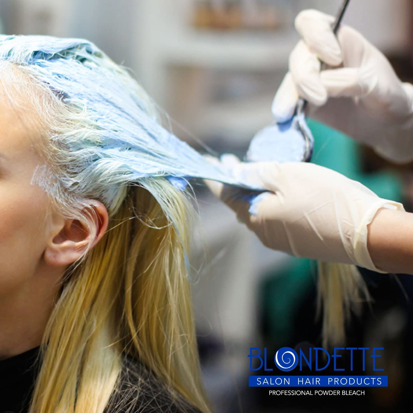 Blondette Salon Professional Dust-Free Blue Hair Powder Bleach 460 g - 30 Volumes Professional Peroxide Creme (1L), White