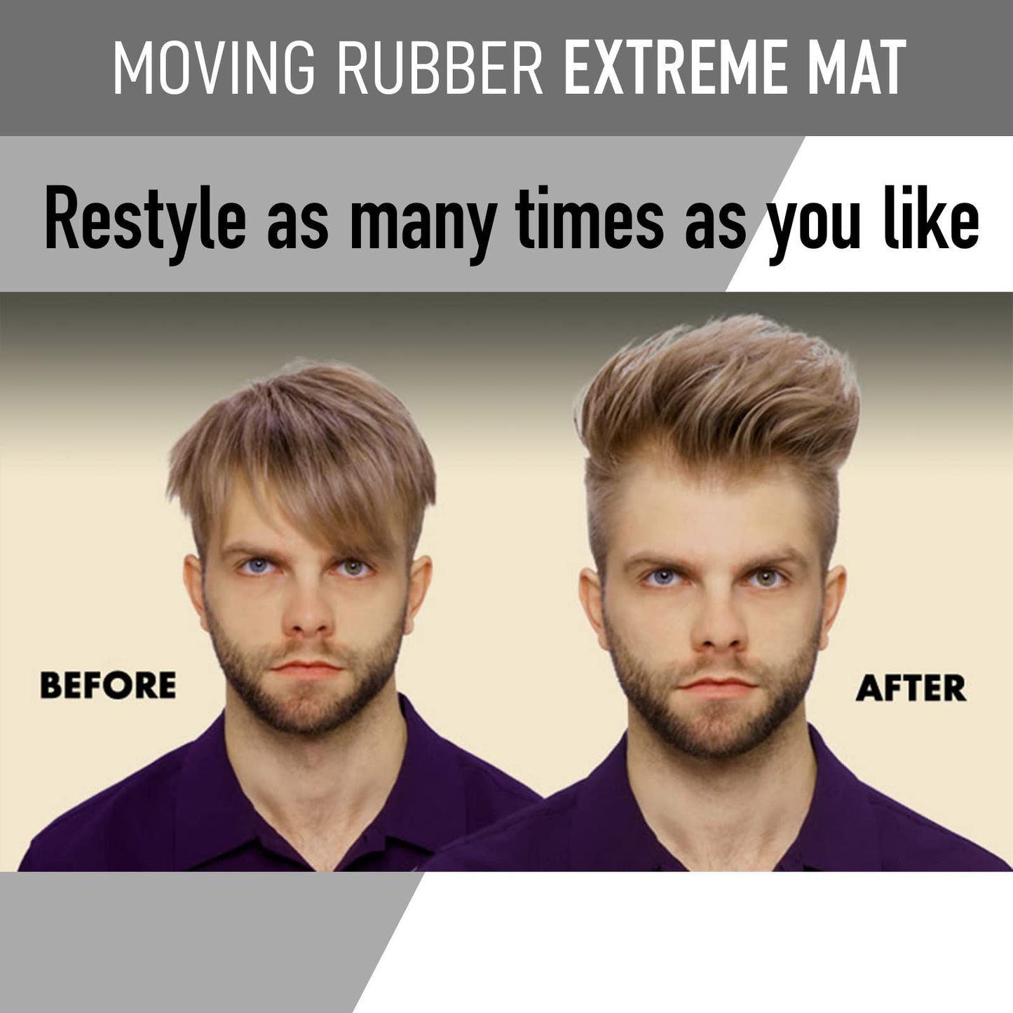 GATSBY Moving Rubber Extreme Mat Hair Wax | Strong Hold, Matte Finish | Create Spiky, Bouncy, or Textured Styles | US Version, 80g/2.8oz