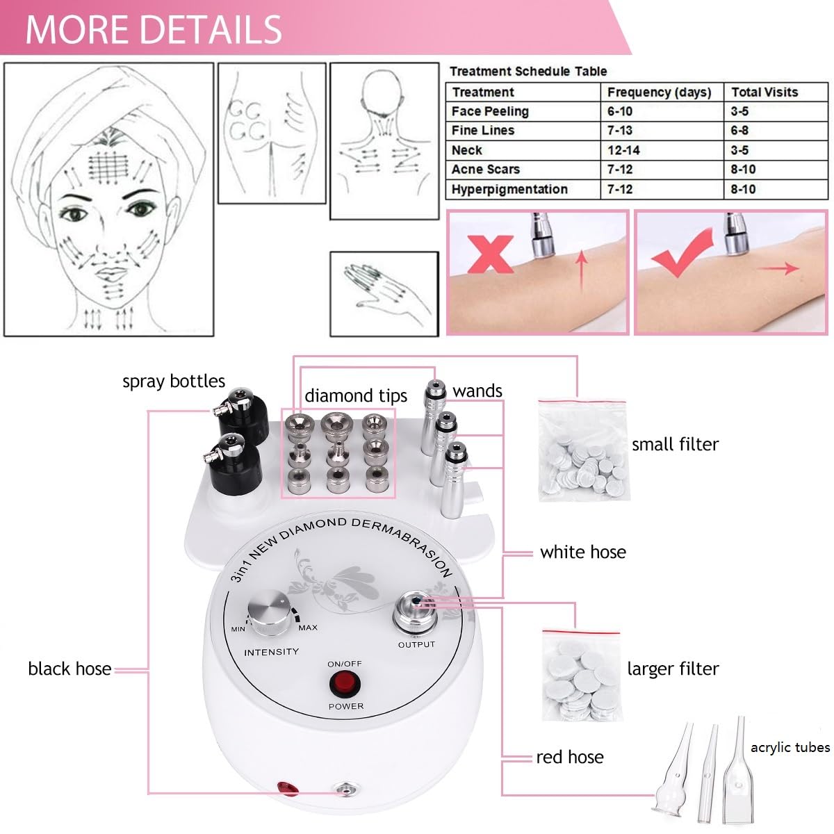 【3 IN 1 】Microdermabrasion Machine, Beauty Star Professional Diamond Dermabrasion Facial Devices at Home