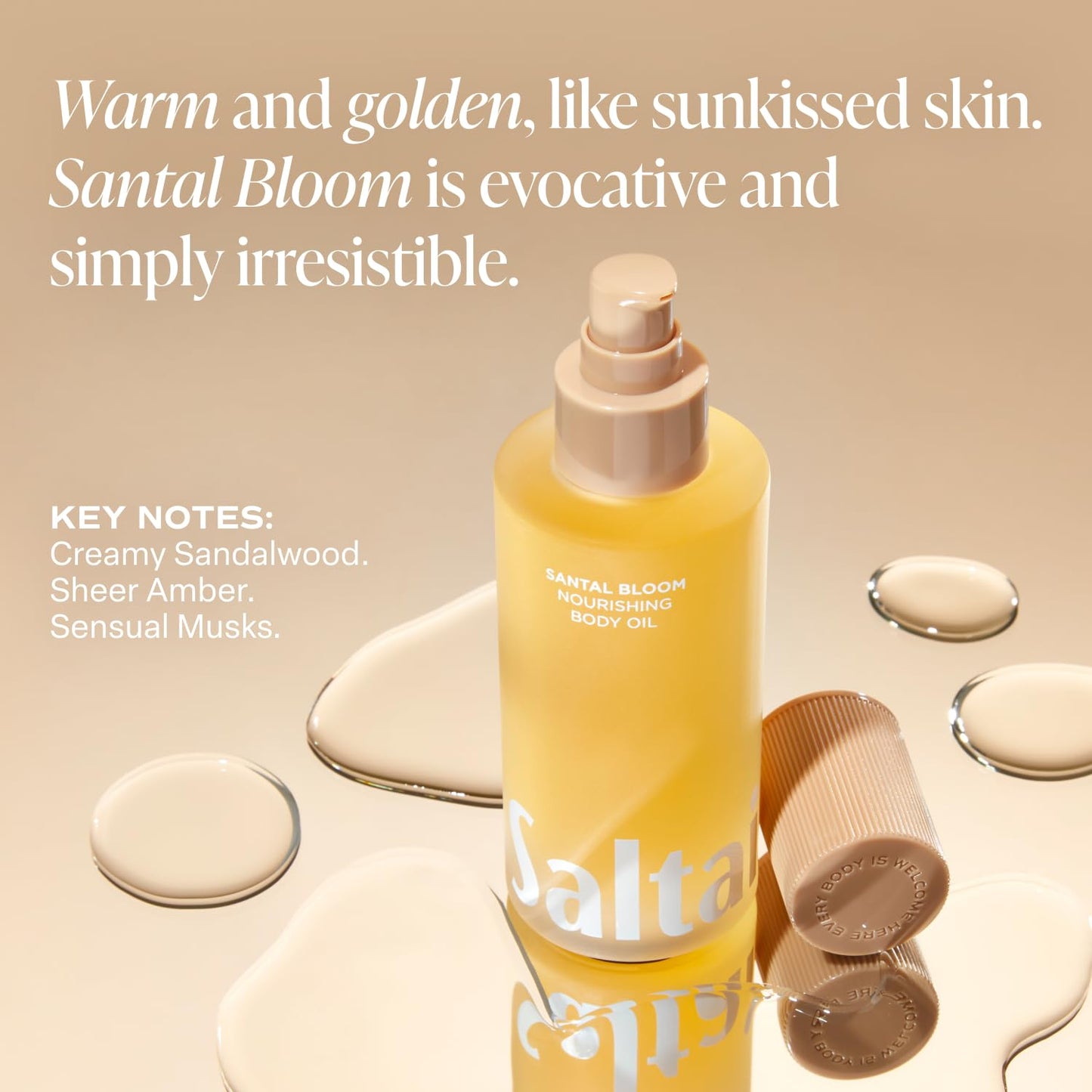 Saltair Santal Bloom Body Oil – Luxurious After Shower & Bath Moisturizer for Women & Men, Botanical Non-Greasy Hydrating Lotion, 4oz Pump Bottle