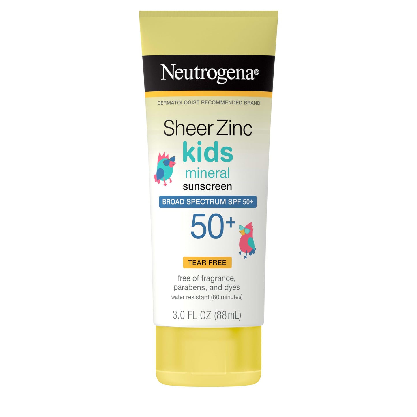 Neutrogena Sheer Zinc Kids Mineral Sunscreen Lotion SPF 50+ | Broad Spectrum UVA/UVB Protection | Water Resistant, Paraben & Fragrance Free, 3 fl oz