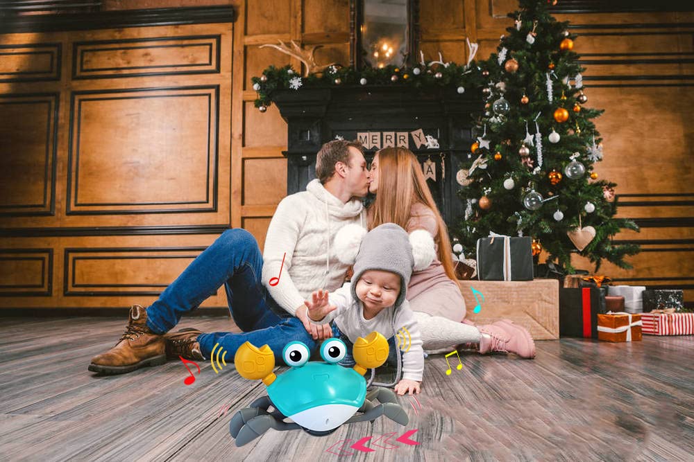 FEELGUY Crawling Crab Baby Toy – Infant Sensory & Tummy Time Learning Toy for Boys & Girls, Toddler Gifts 3-36 Months (Green)